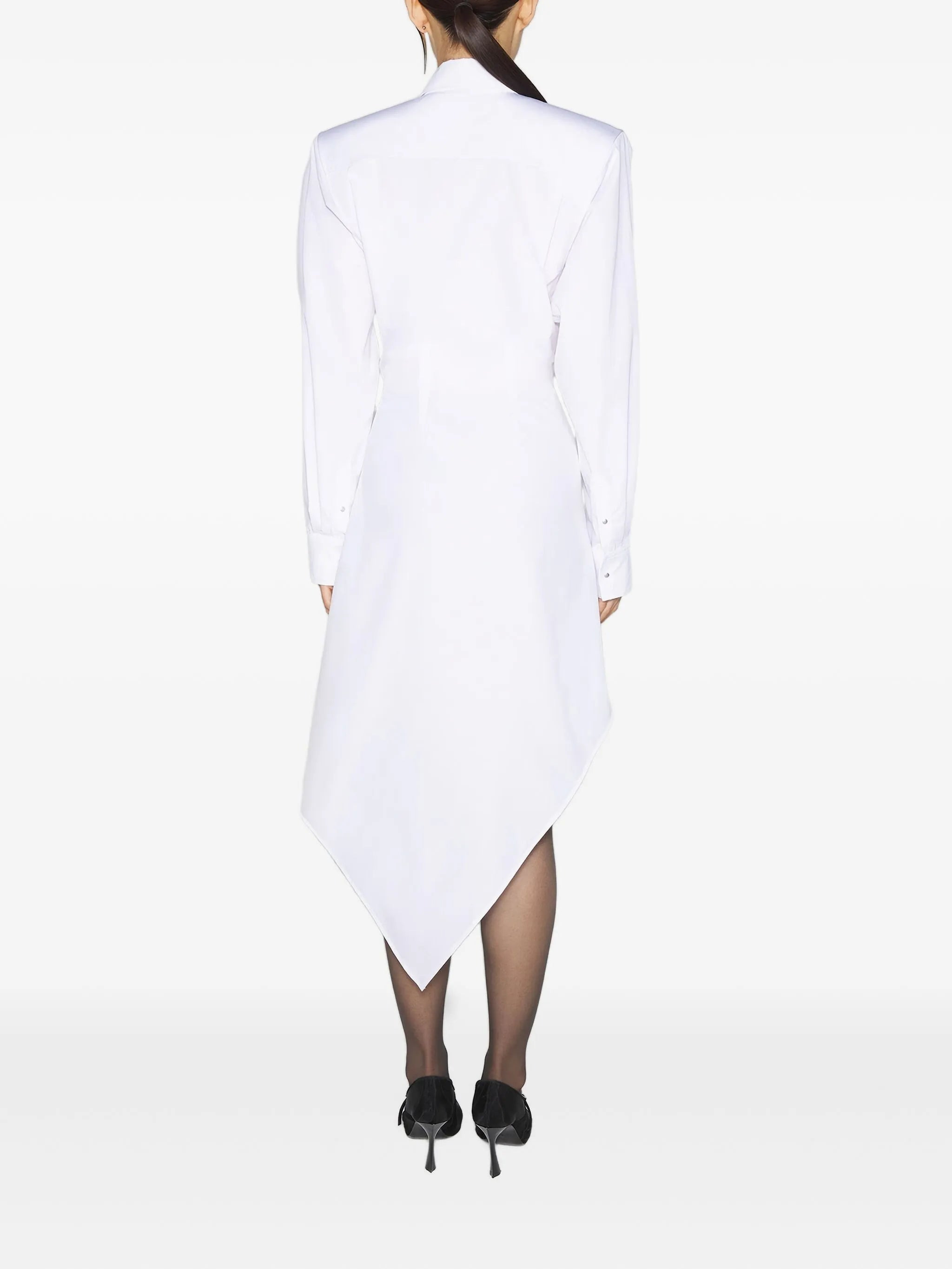 padded-shoulder asymmetrical shirt dress - 3