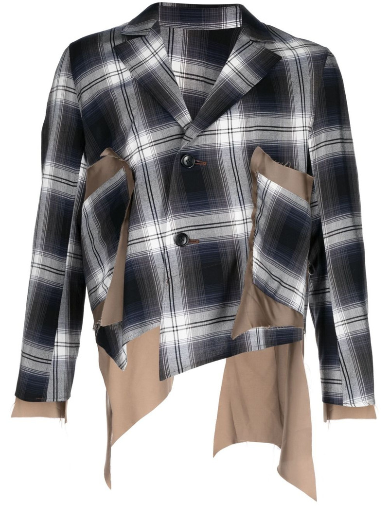 asymmetric plaid-check blazer 1