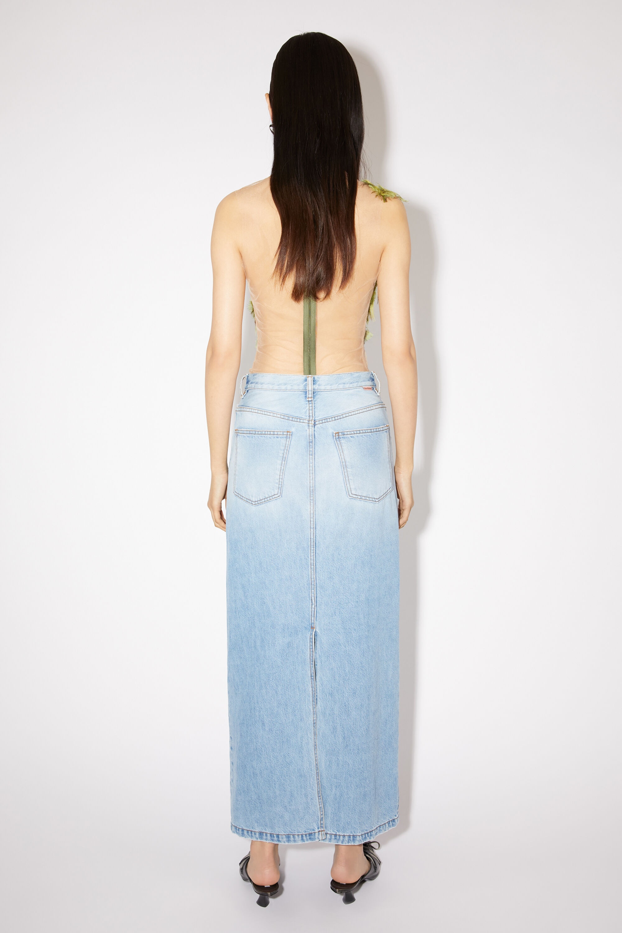 Mid-length denim skirt - Light blue - 3