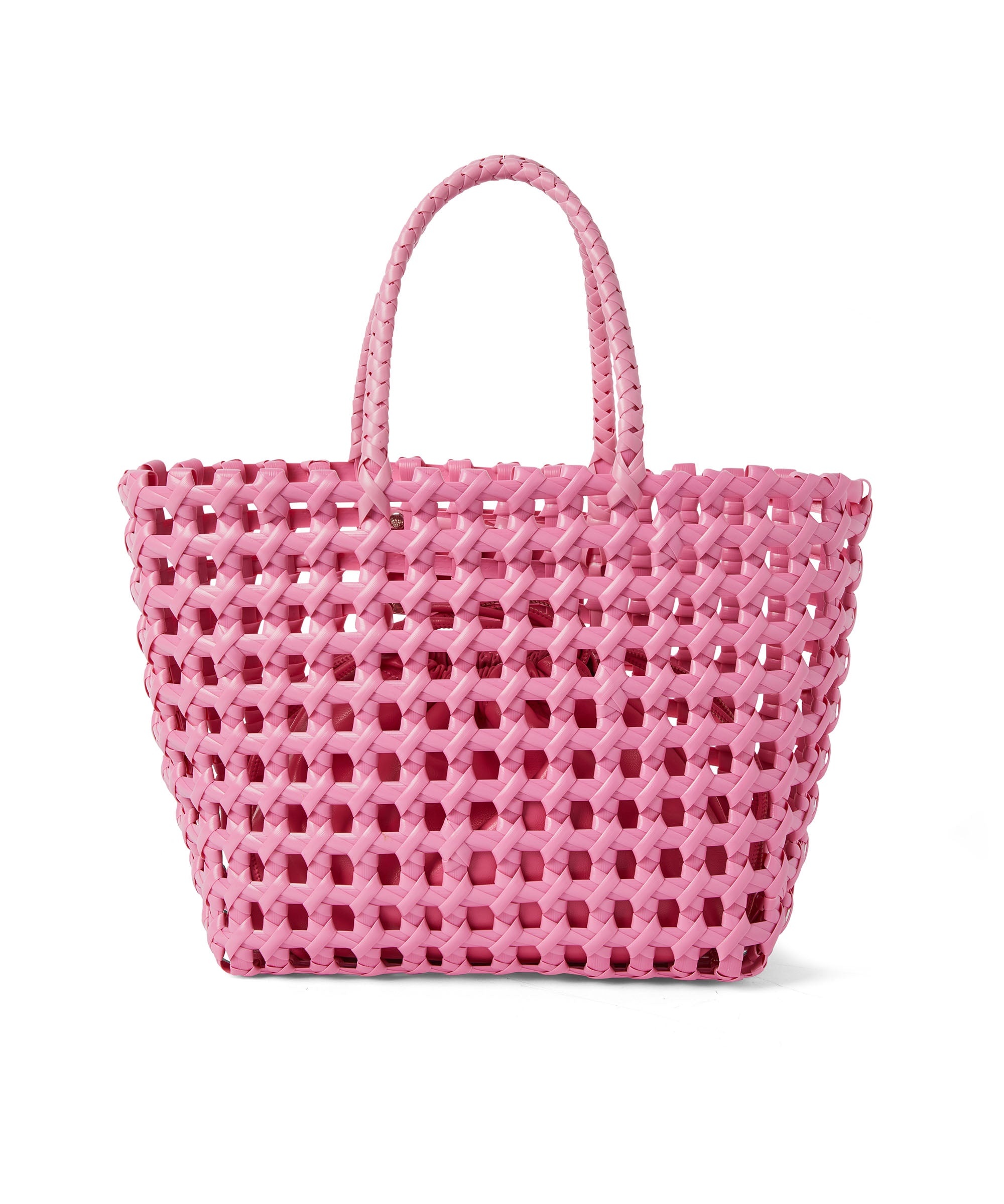 Faux leather basket net mini bag with accompanying mini pouch - 2