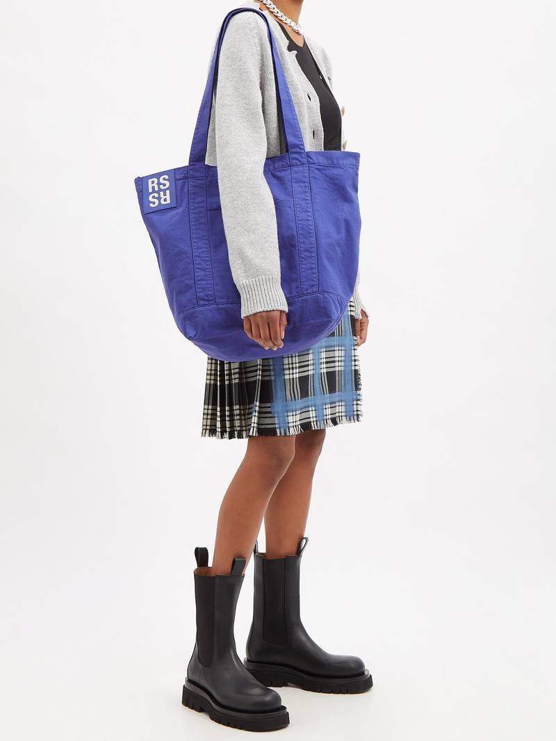 Raf Simons Logo-patch denim tote outlook