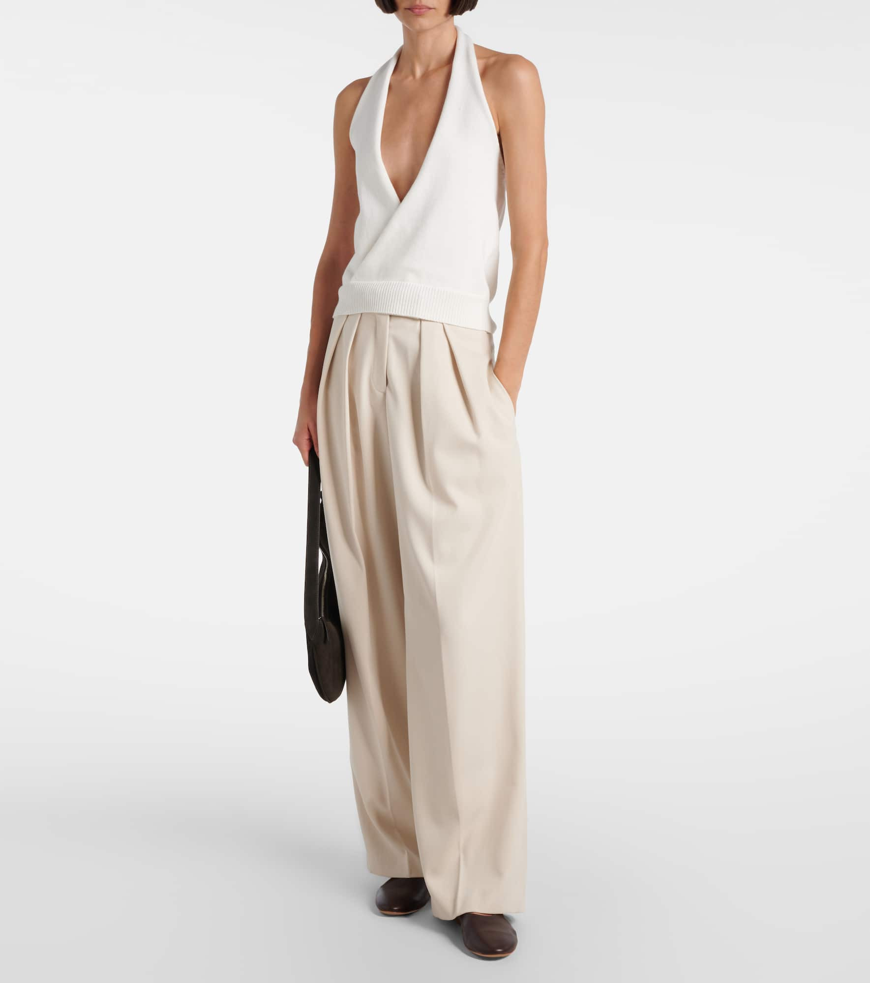 Halterneck cotton-blend top - 2