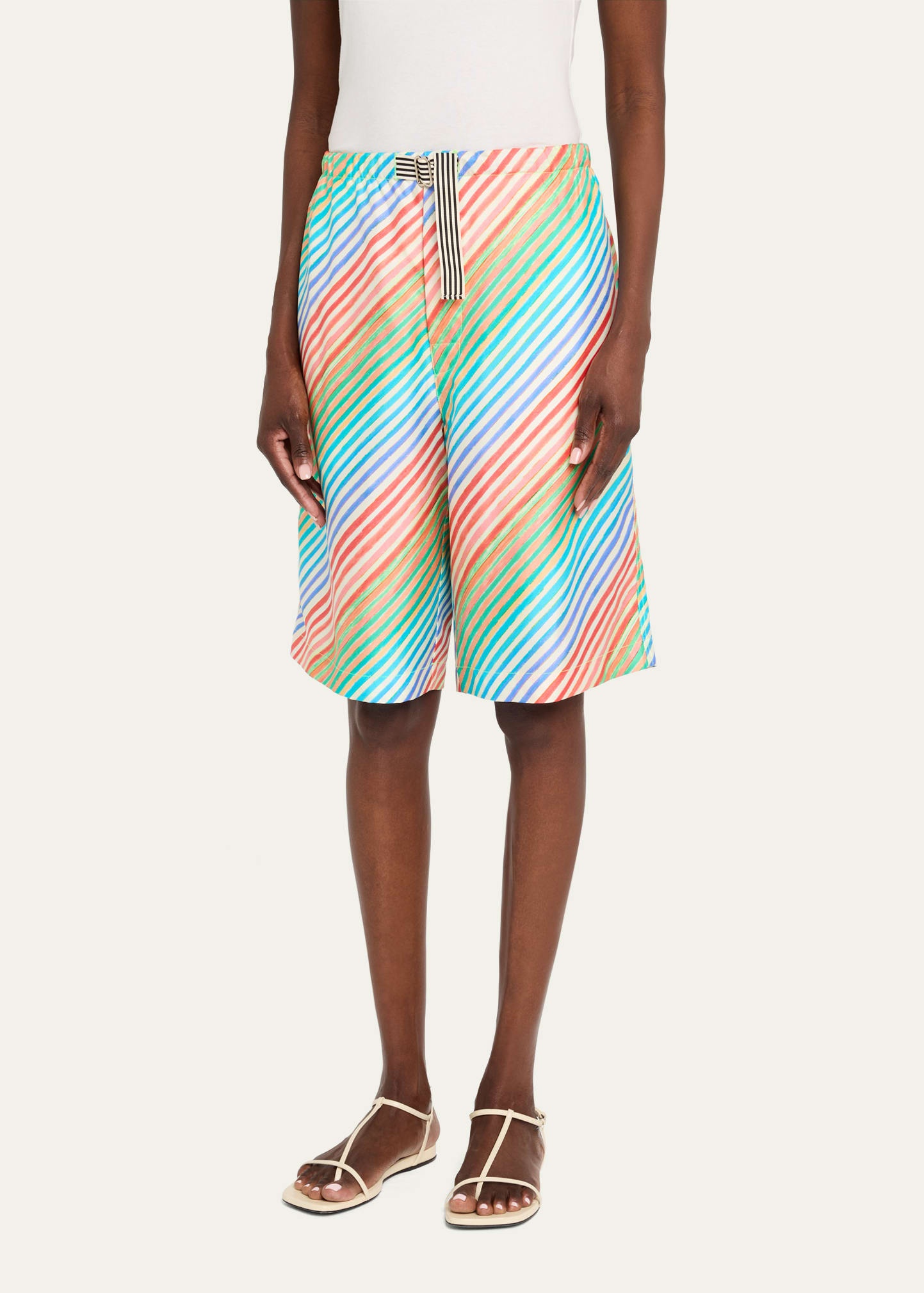 Crayon Stripe Silk Bias Shorts - 4