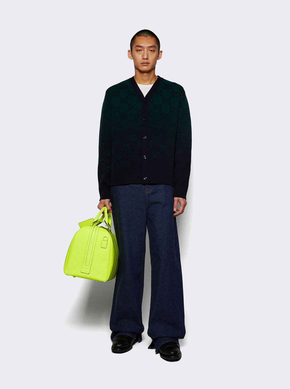 Jacquard Cardigan Green And Navy - 2