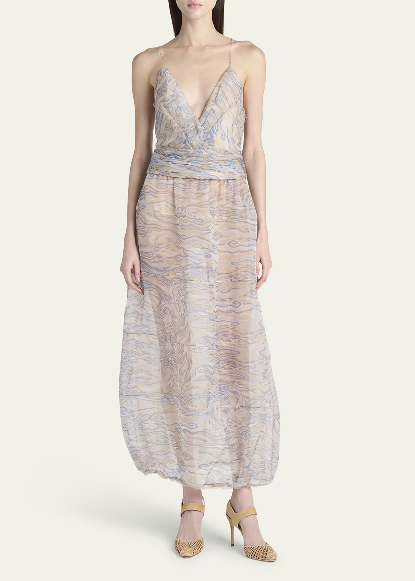 Abstract Crisscross Ruched Silk Blouse - 2
