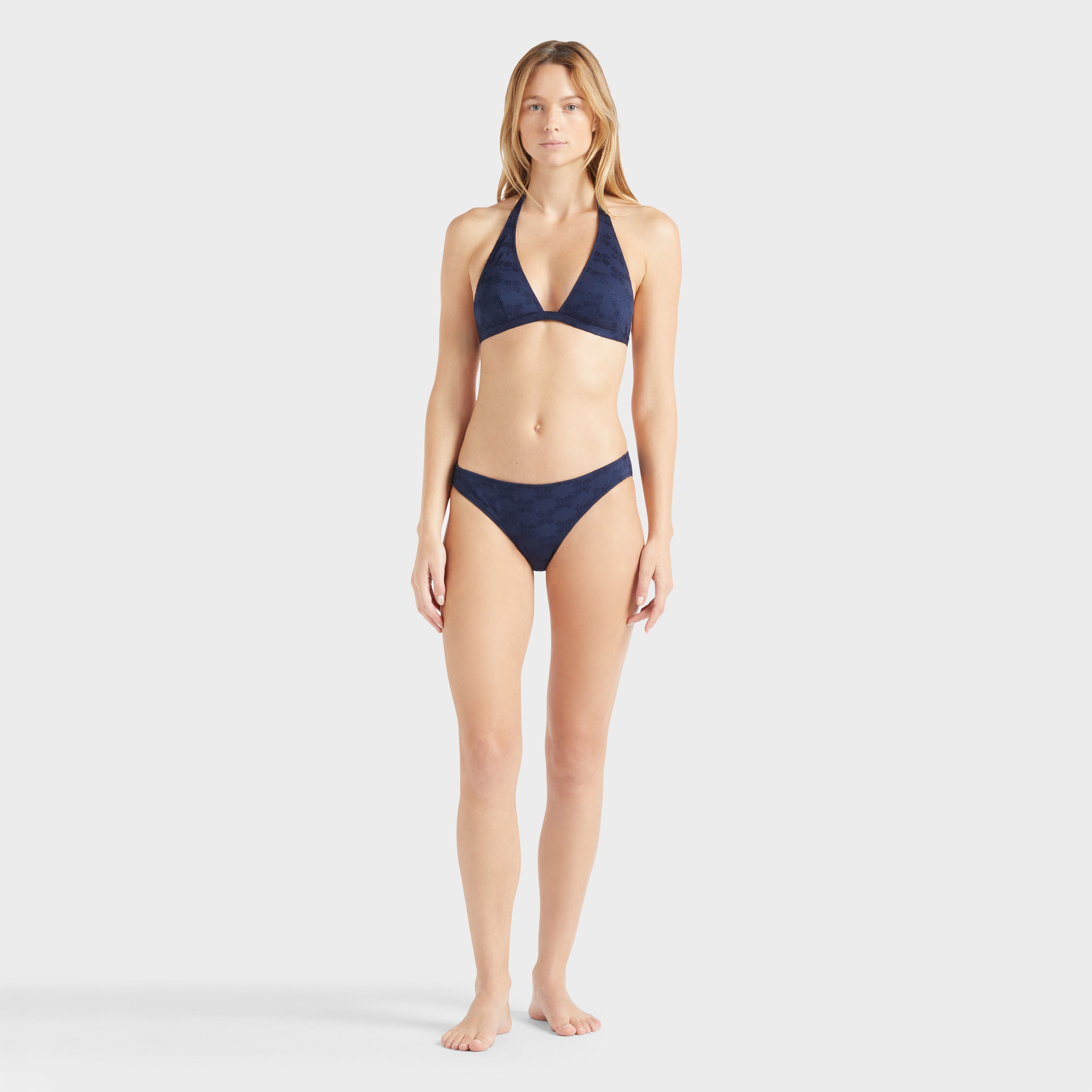 Women Halter Bikini Top Jacquard Monogram - 2