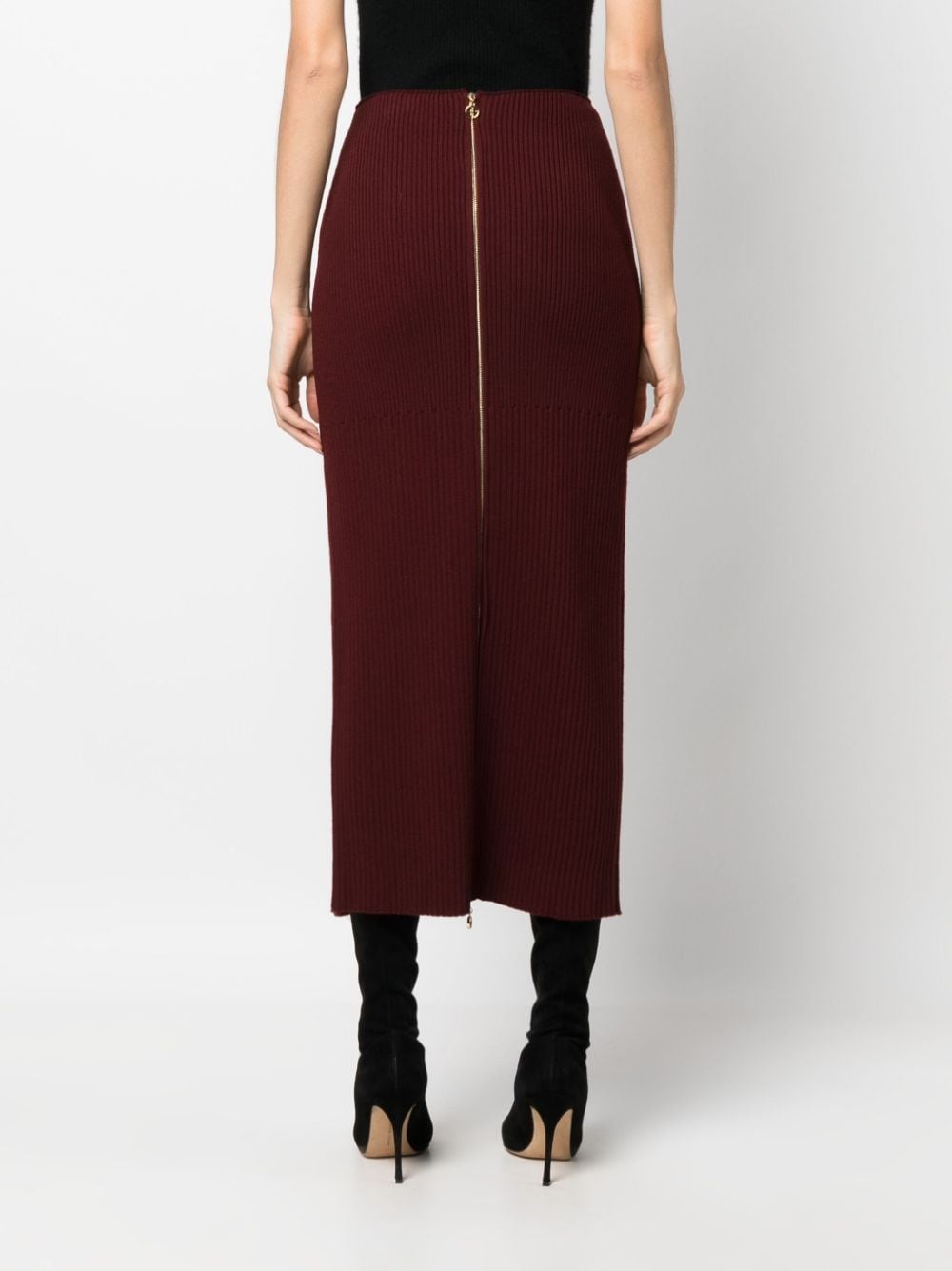 merino-blend ribbed knit midi skirt - 4