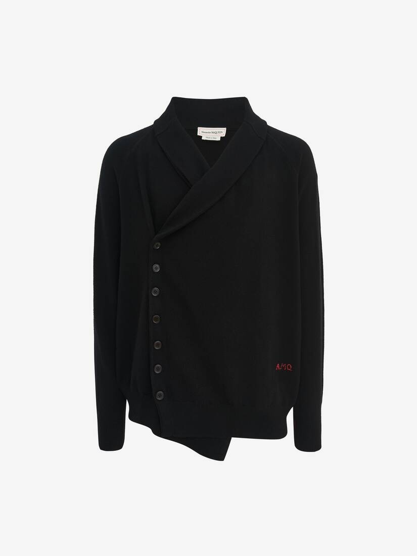 Cashmere Hooded Cardigan in Black/red - 1