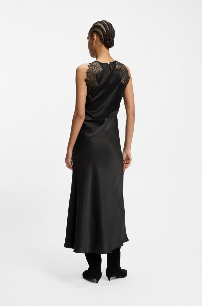 SEERSUCKER-SATIN DRESS WITH LACE TRIMS 4