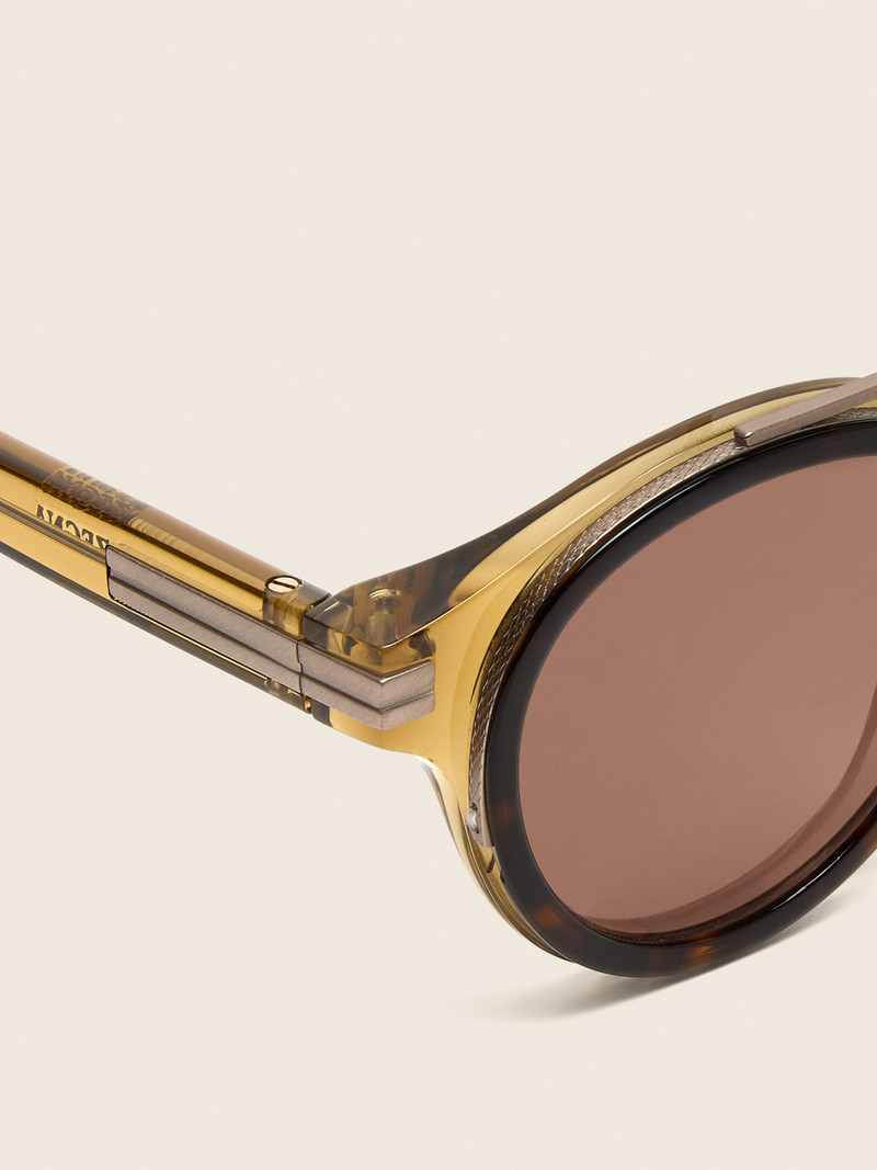 ZEGNA TRANSPARENT HAVANA LIGHT BROWN ACETATE SUNGLASSES outlook