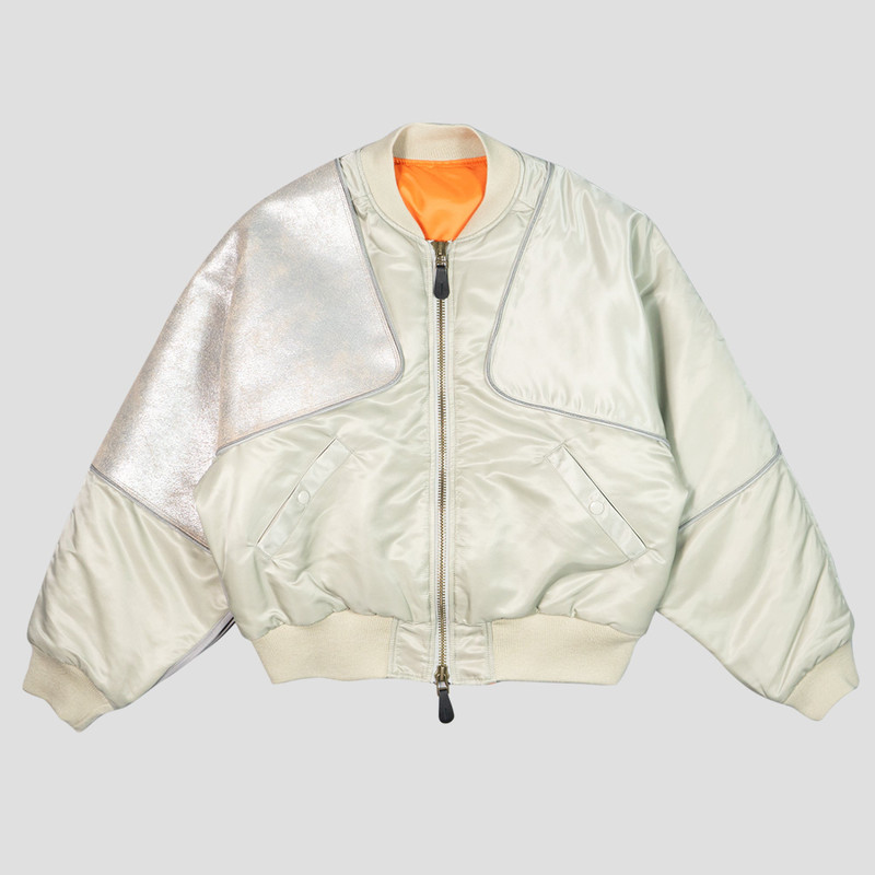MA-1 NYLON x CRACK LEATHER SHAM BOMBER JACKETS 1