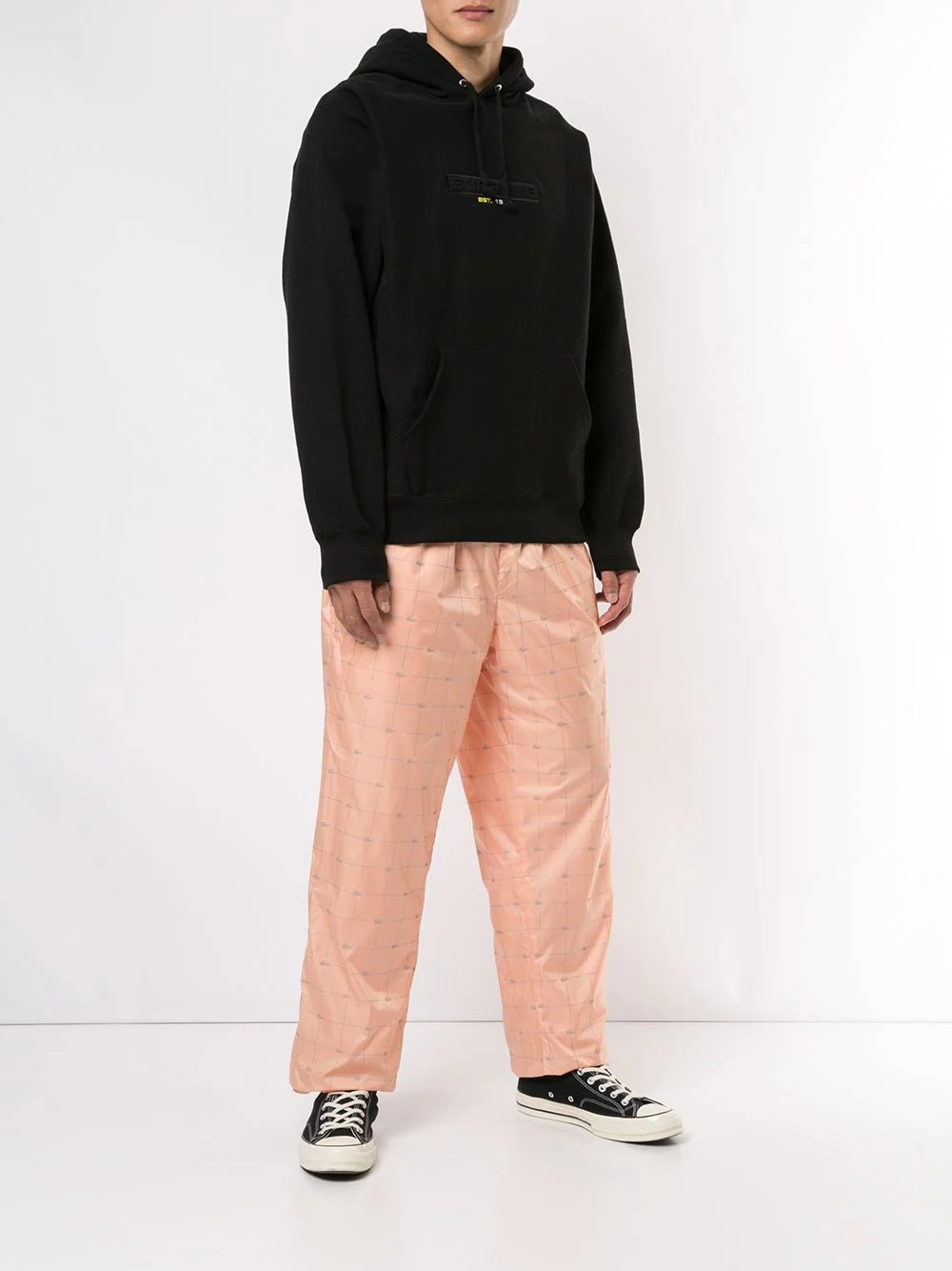 logo grid tapered trousers - 2