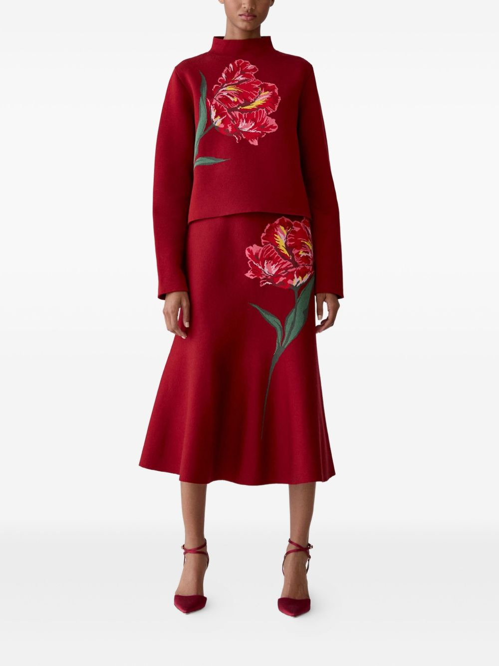 floral-motif knitted top - 2