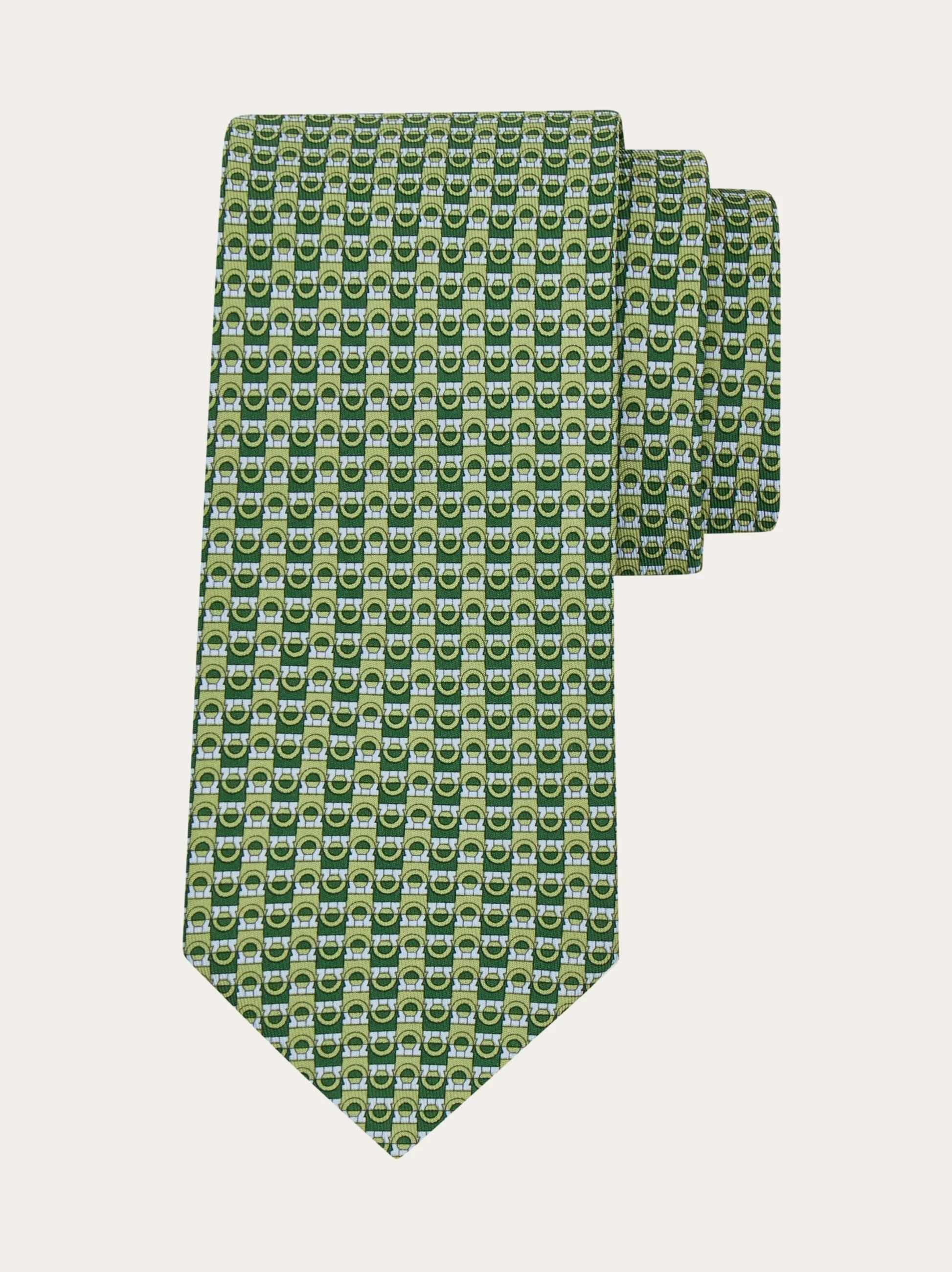 Gancini bicolor print silk tie - 1