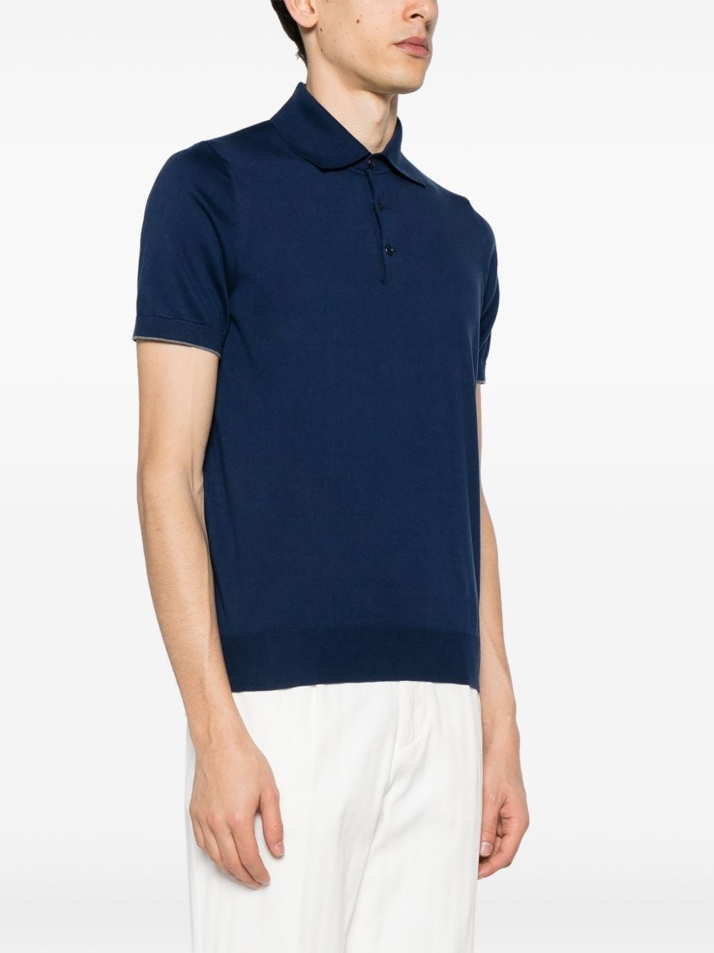 contrasting-trim cotton polo shirt - 3