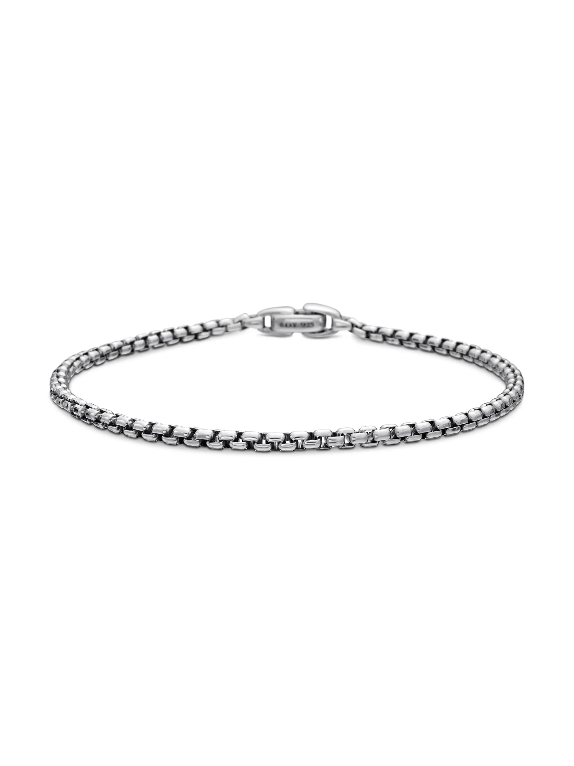 Men's Box Chain Bracelet in Sterling Silver, 2.7MM - Silver - 1