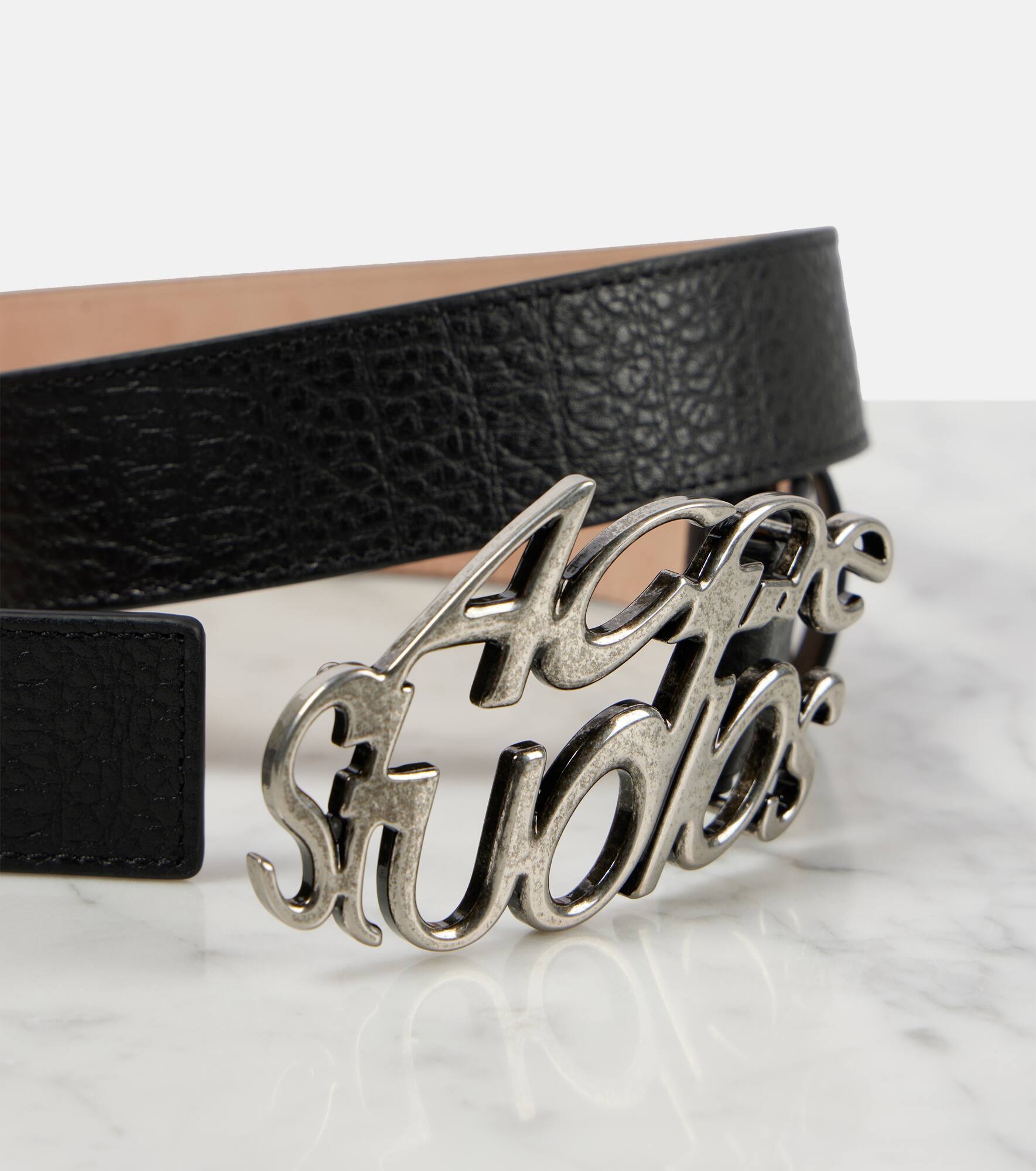 Logo leather belt - 3