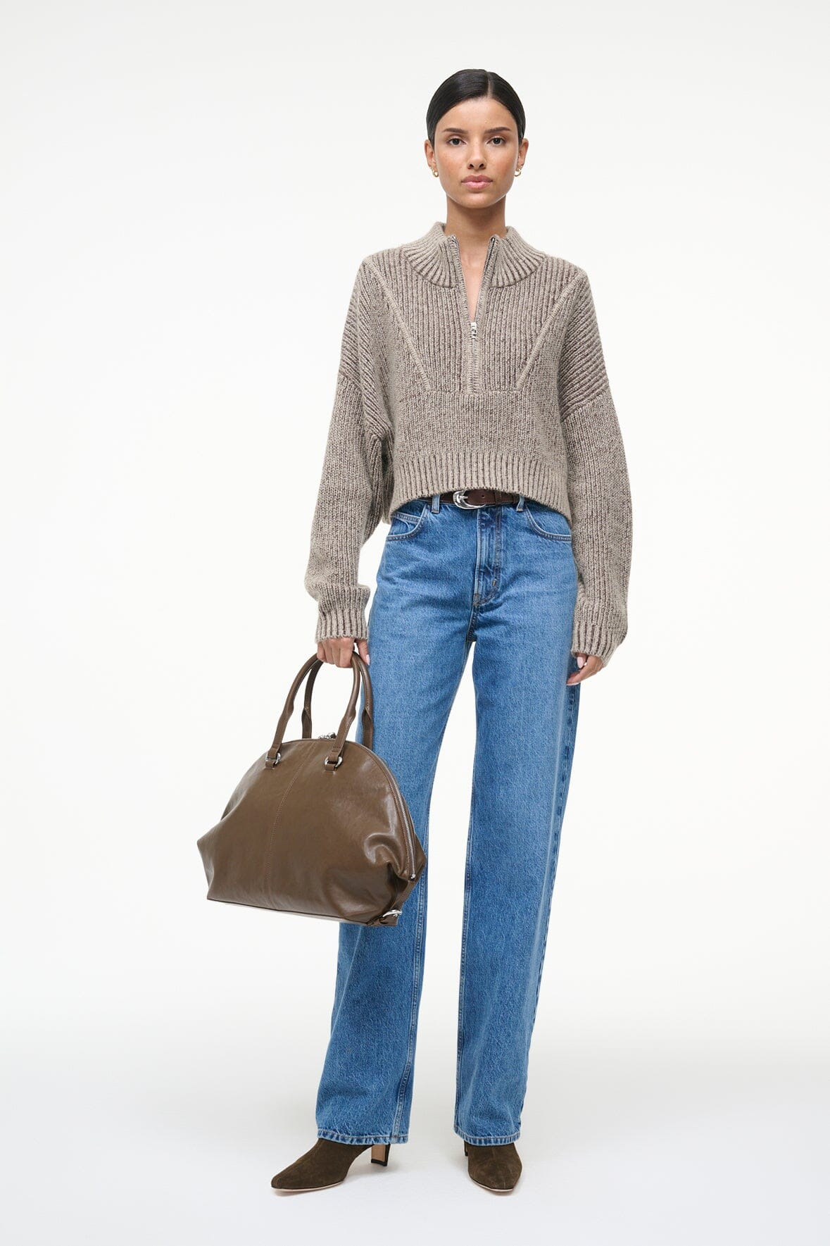 STAUD CROPPED HAMPTON SWEATER BISQUE - 2