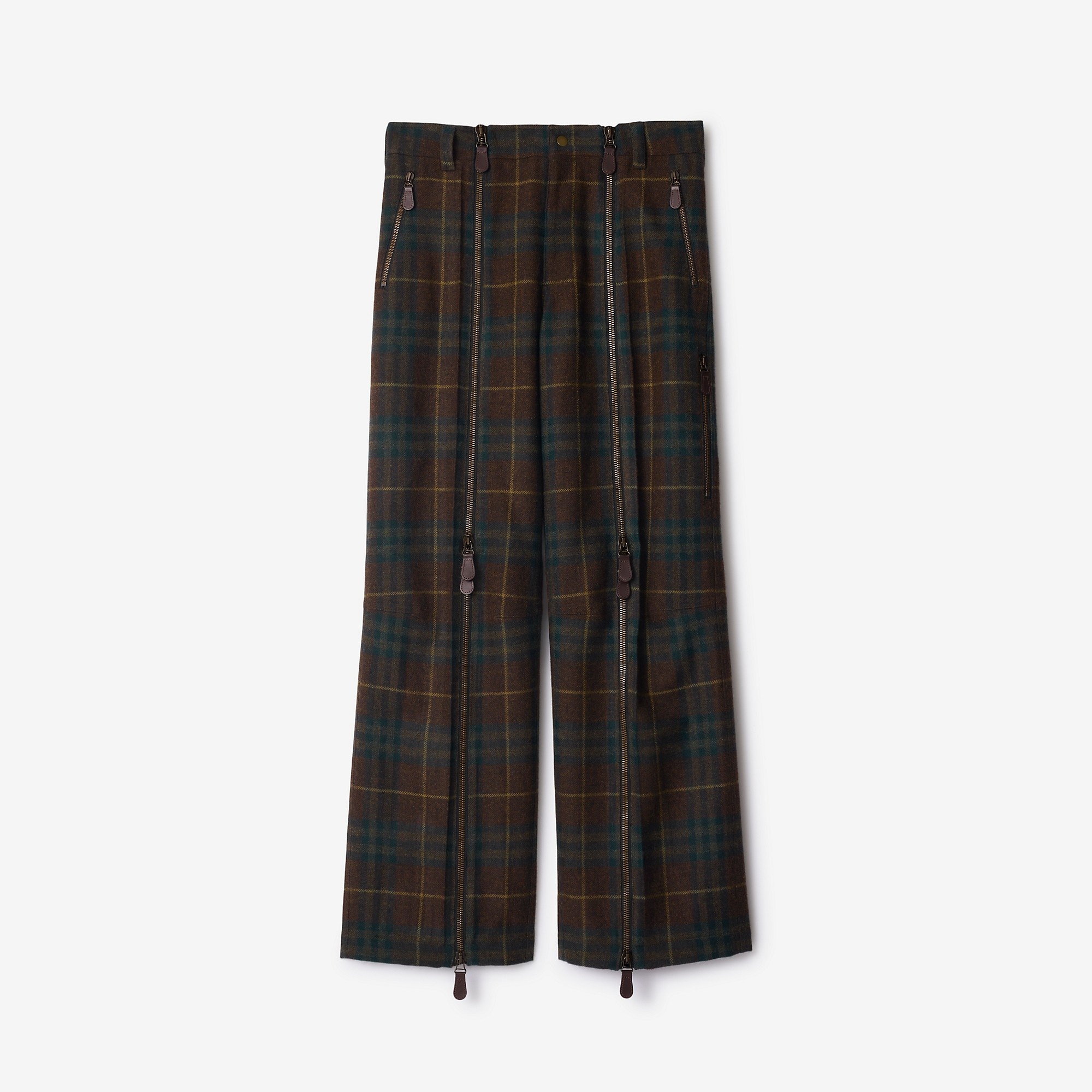 Check Wool Zip Trousers - 1