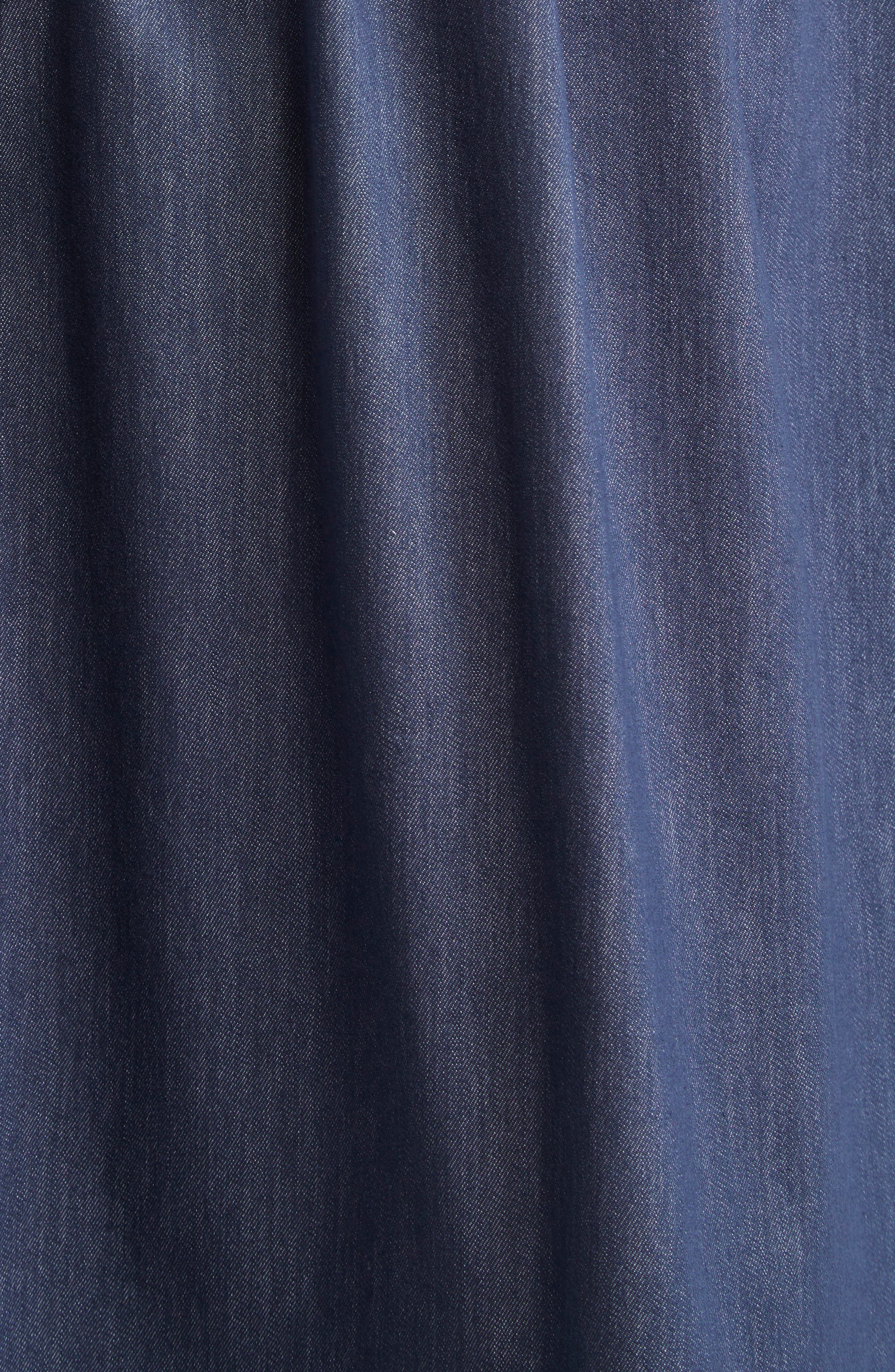 Carolina Herrera Pintuck Waist Stretch Denim Shirtdress in Dark Navy at Nordstrom - 6