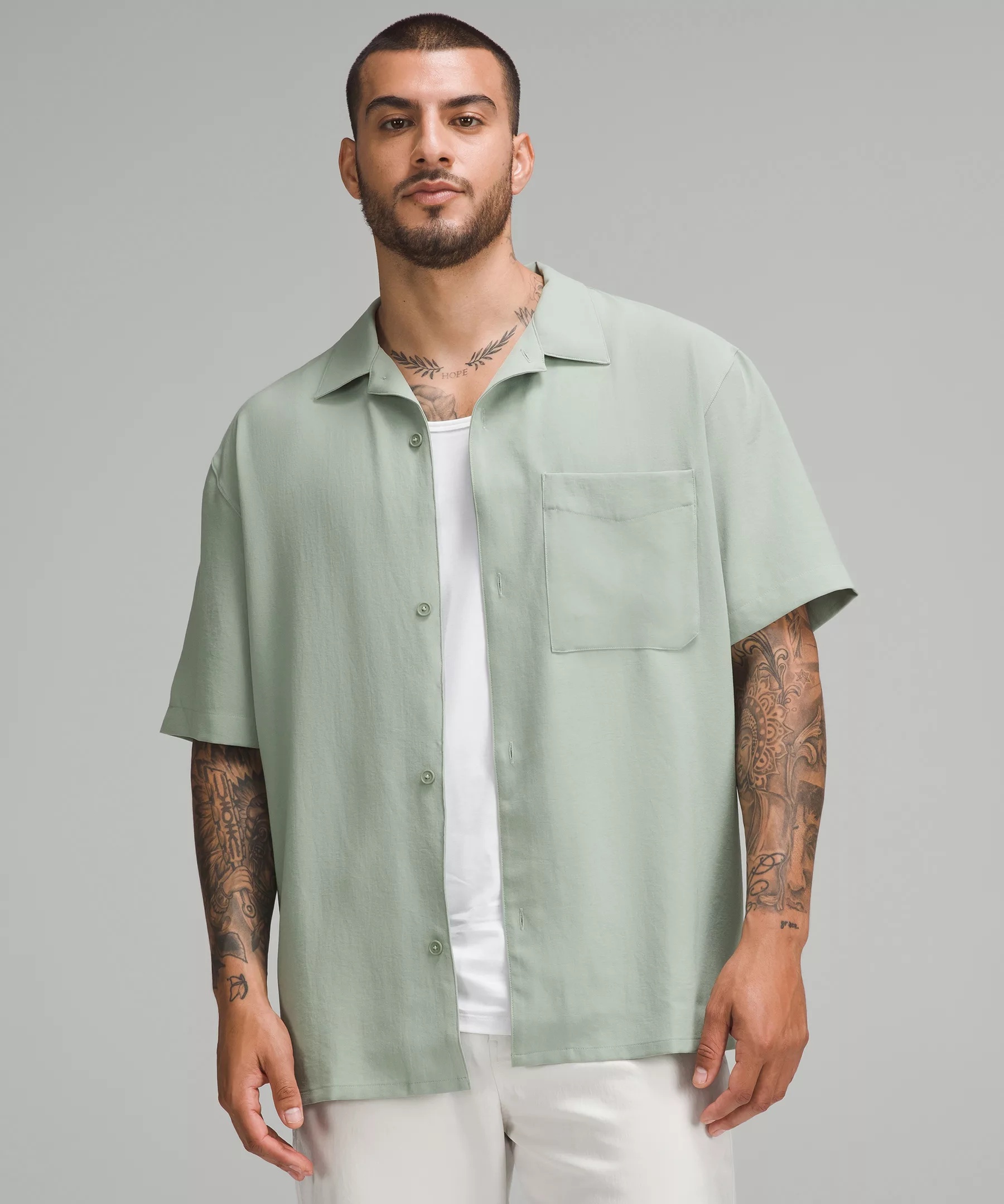 Lightweight Camp Collar Button-Up Shirt - 1