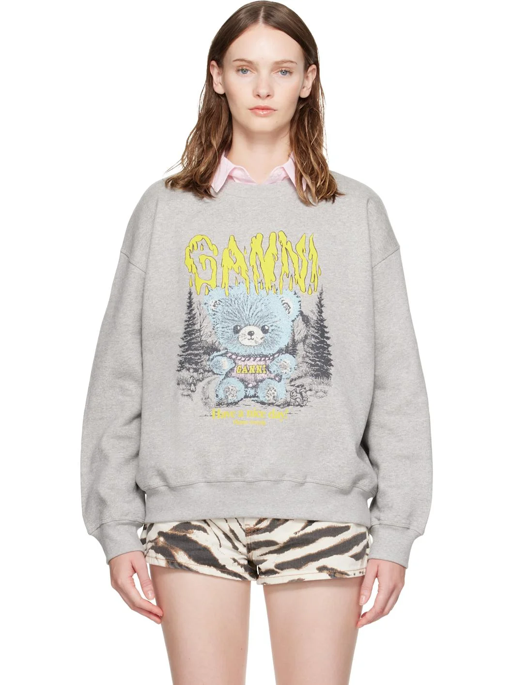 Gray Forest Teddy Sweatshirt - 1