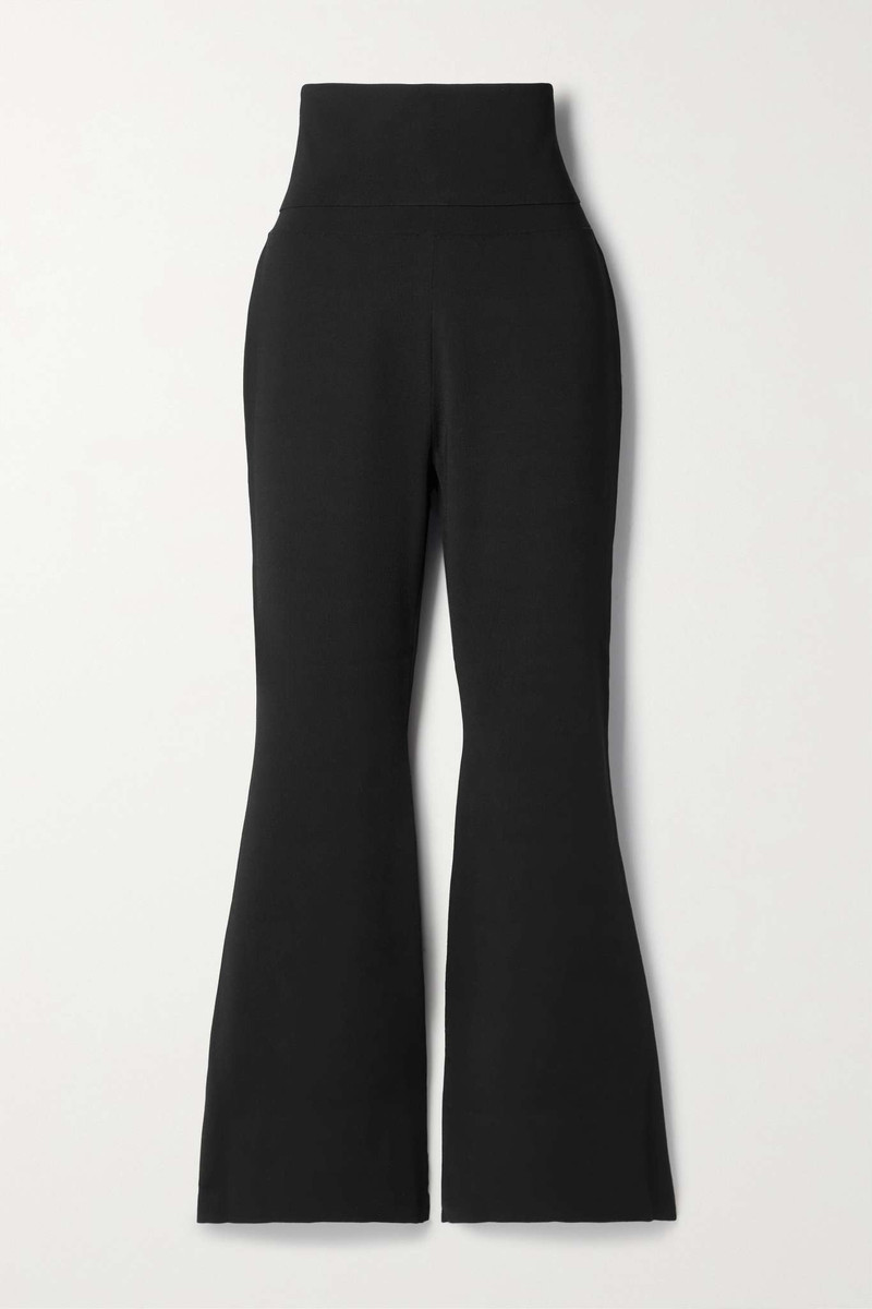 Layered stretch-knit flared pants 1
