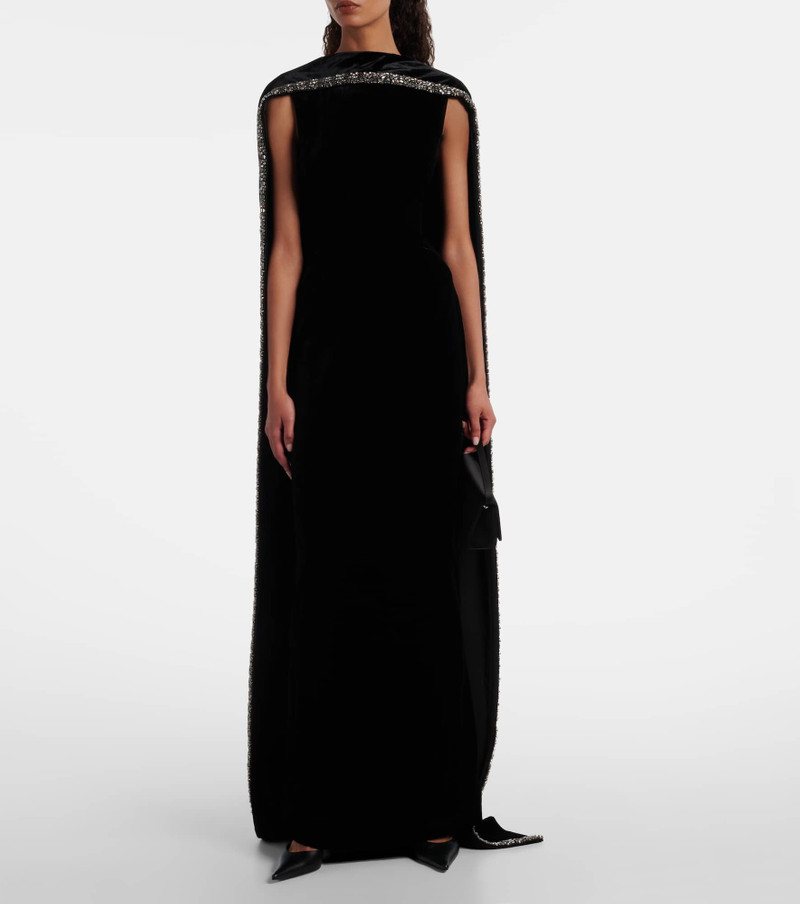 ROLAND MOURET Caped embellished velvet gown outlook