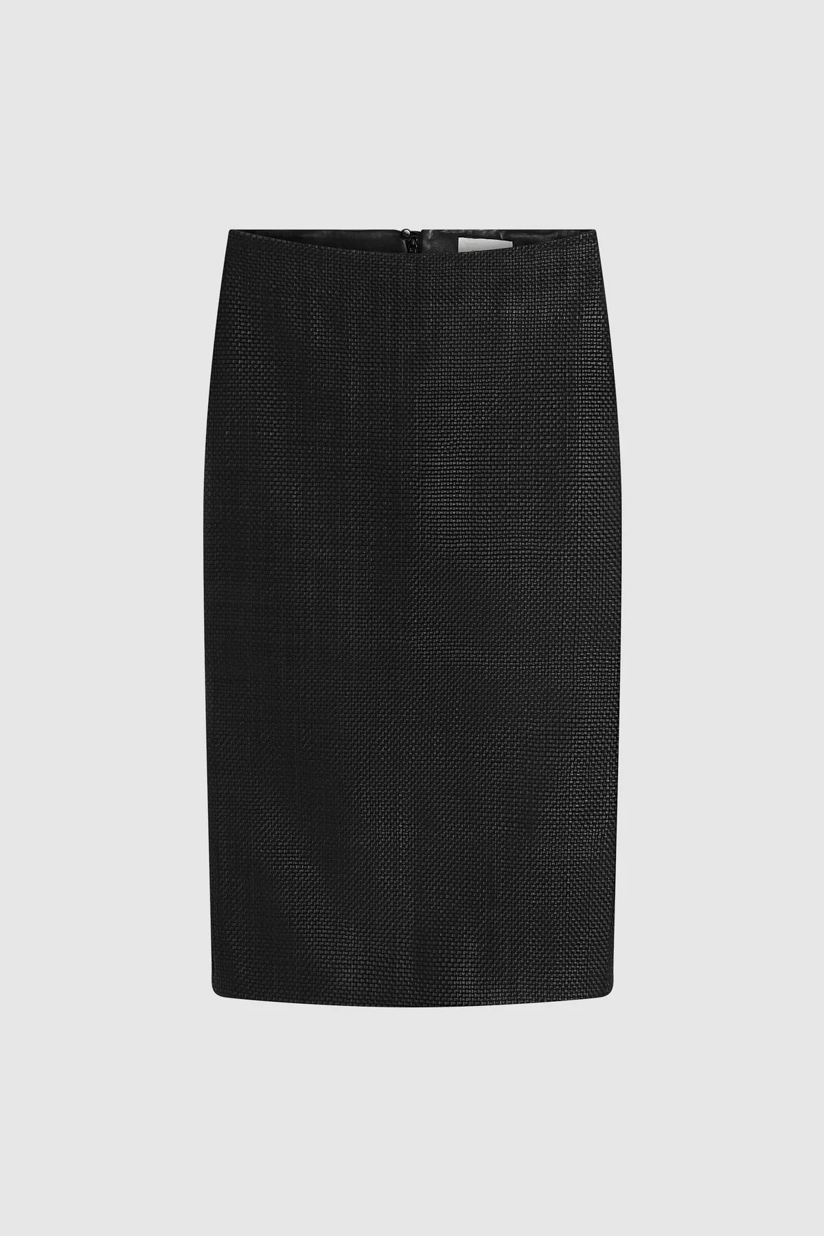 Woven Leather Skirt - Black - 1