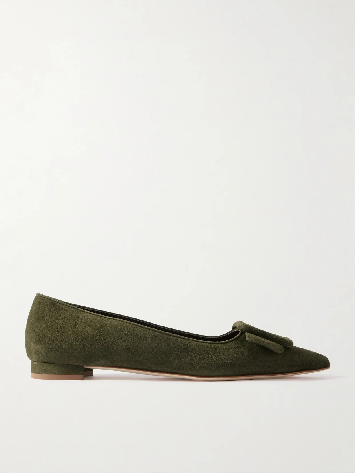 Maysale Buckled Suede Point-toe Flats - 1