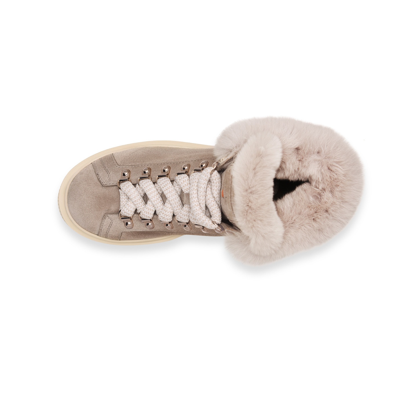 Women's taupe suede hiking boot with fur - 5
