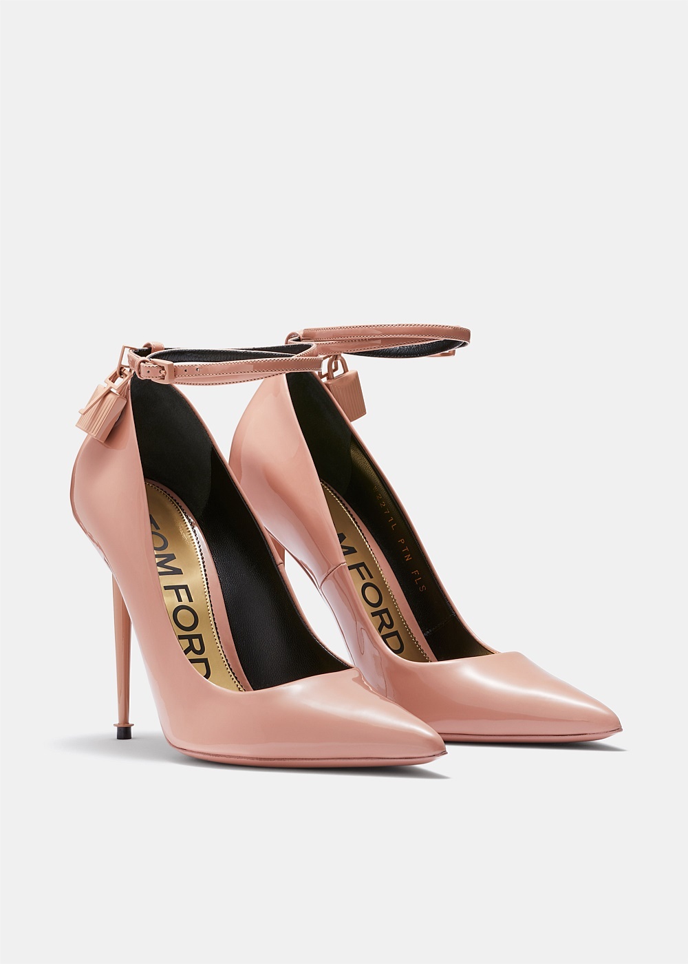 Nude Lacquered Patent Padlock Pump - 2