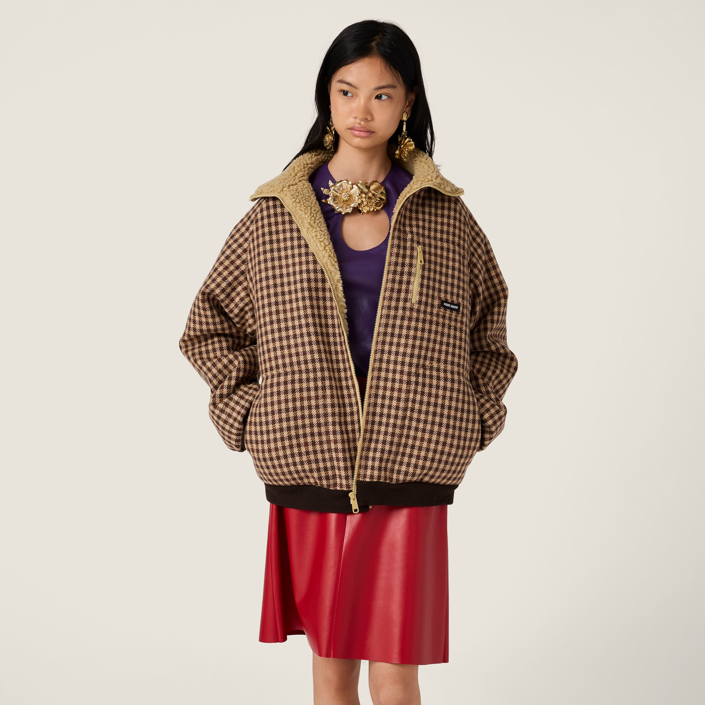 Fleece-lined checked blouson jacket - 2