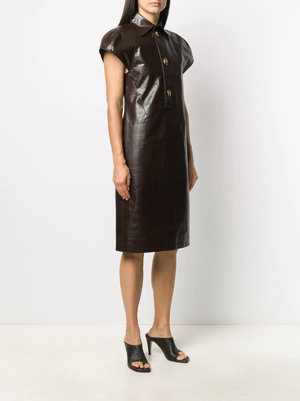 sculpted shoulder shirt dress - 3