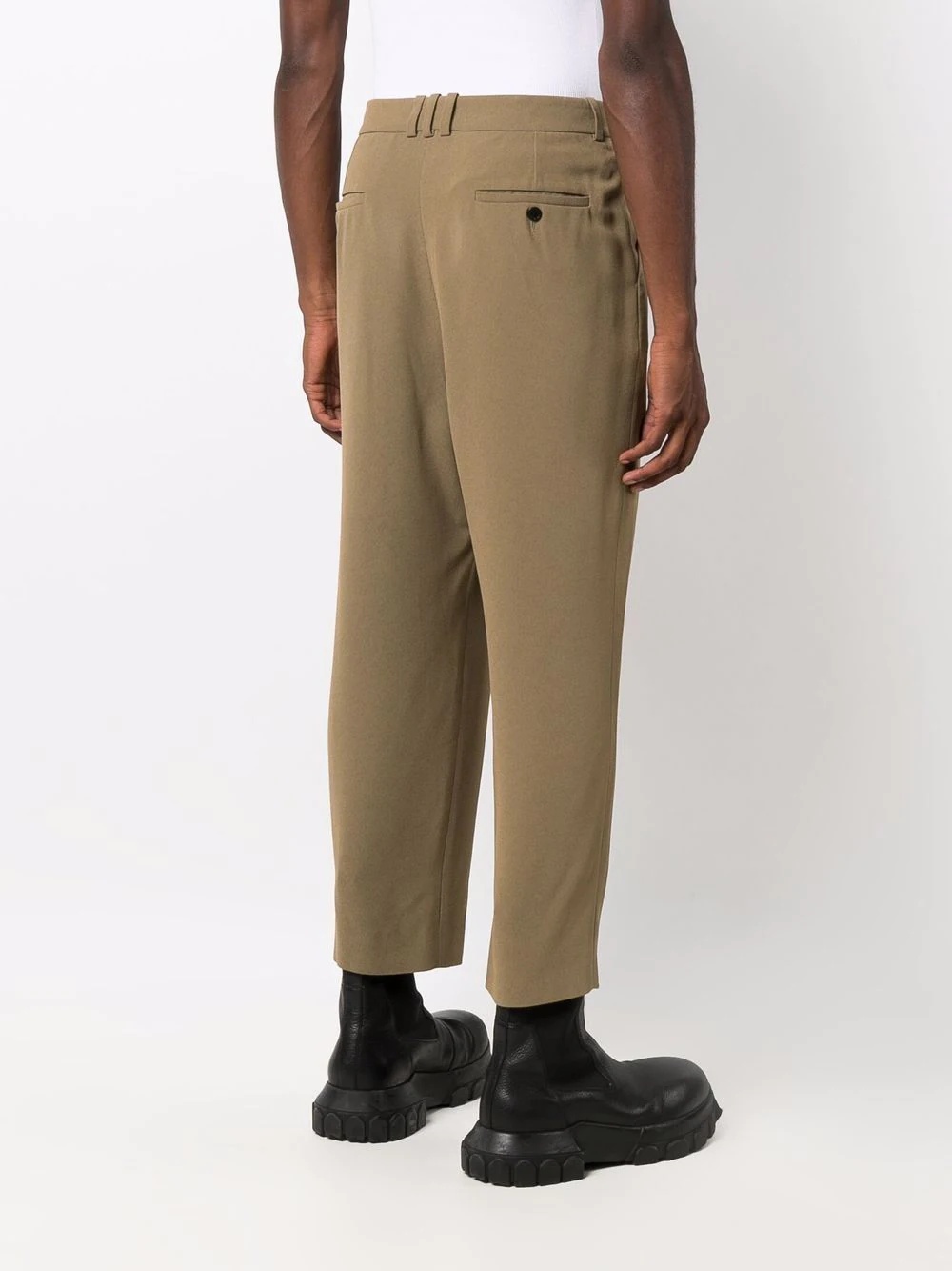 side folded crepe cropped trousers - 4