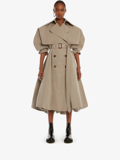 Alexander McQueen Polyfaille Parachute Trench Coat in Stone outlook