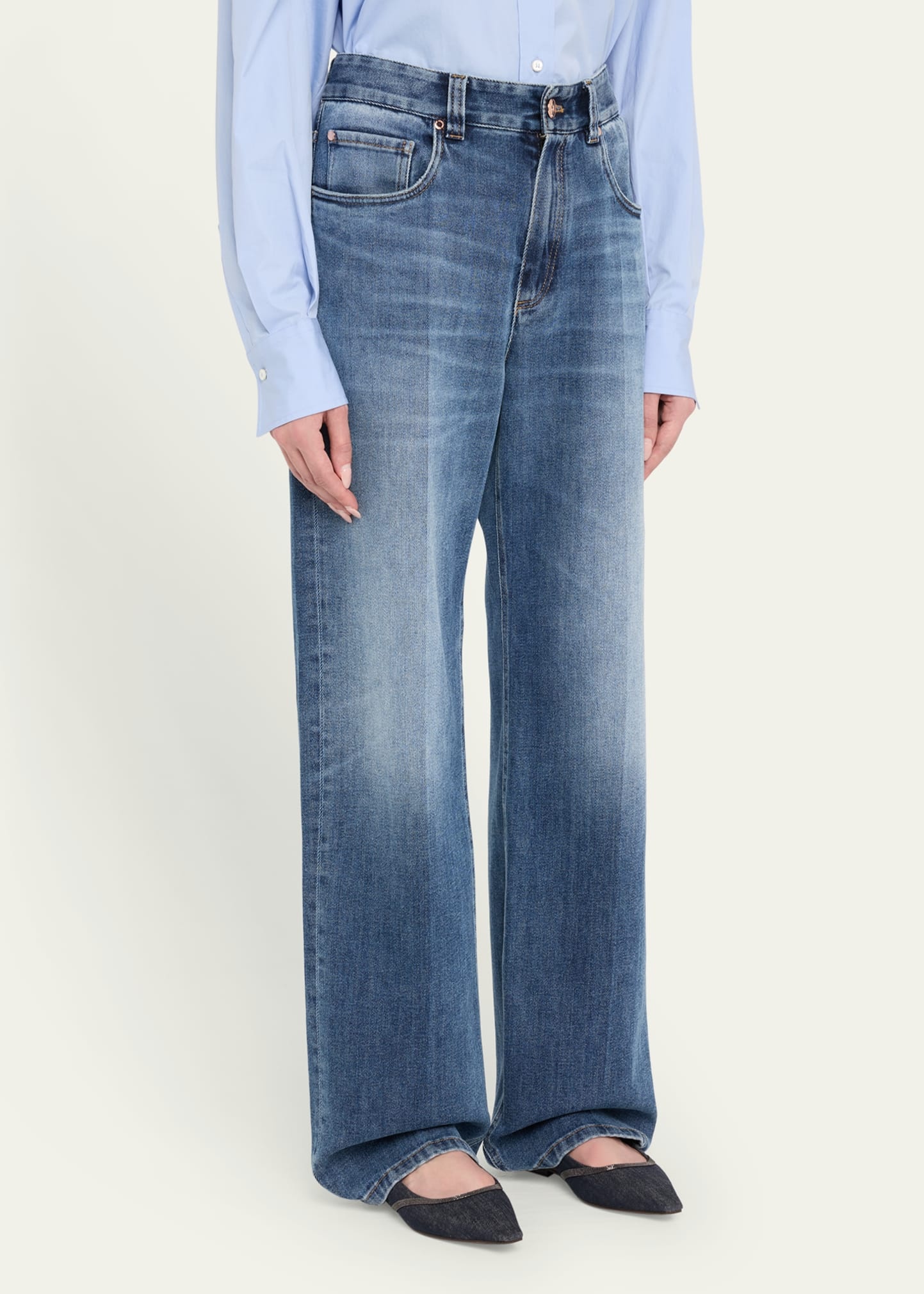 Soft Denim Loose Stove Pipe Jeans - 4