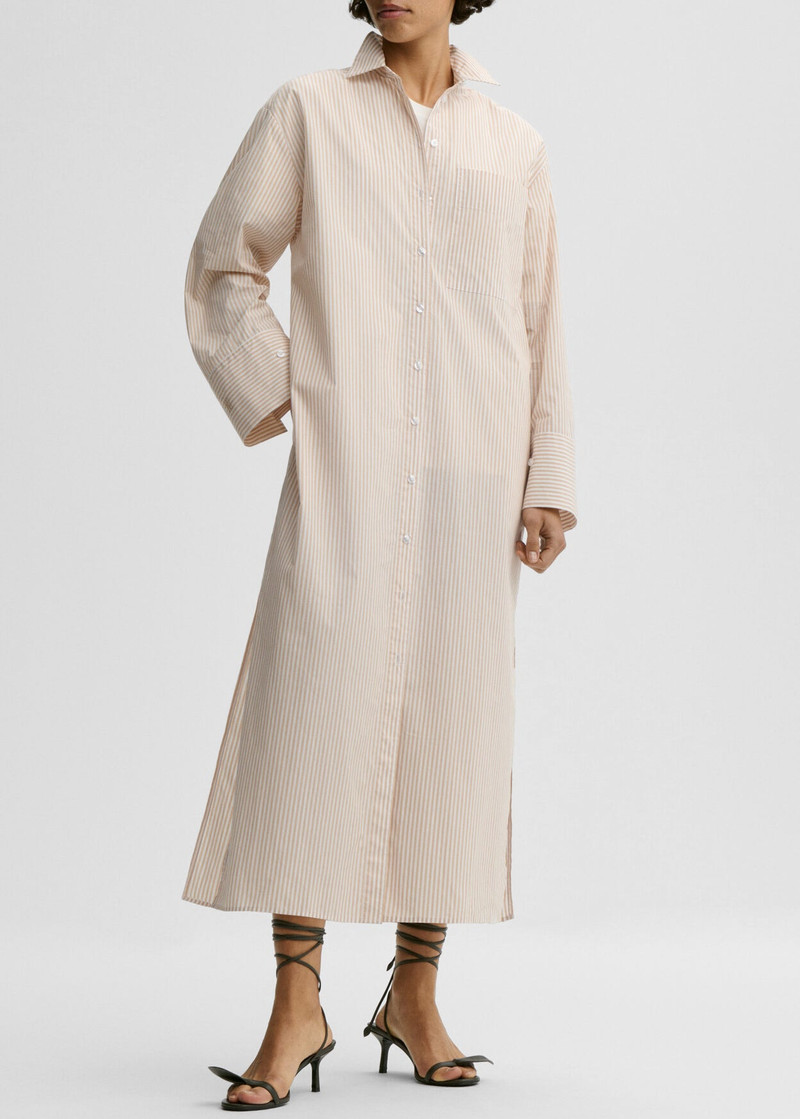 By Malene Birger Perroti Cotton Maxi Dress - Dark Sand Stripe 3