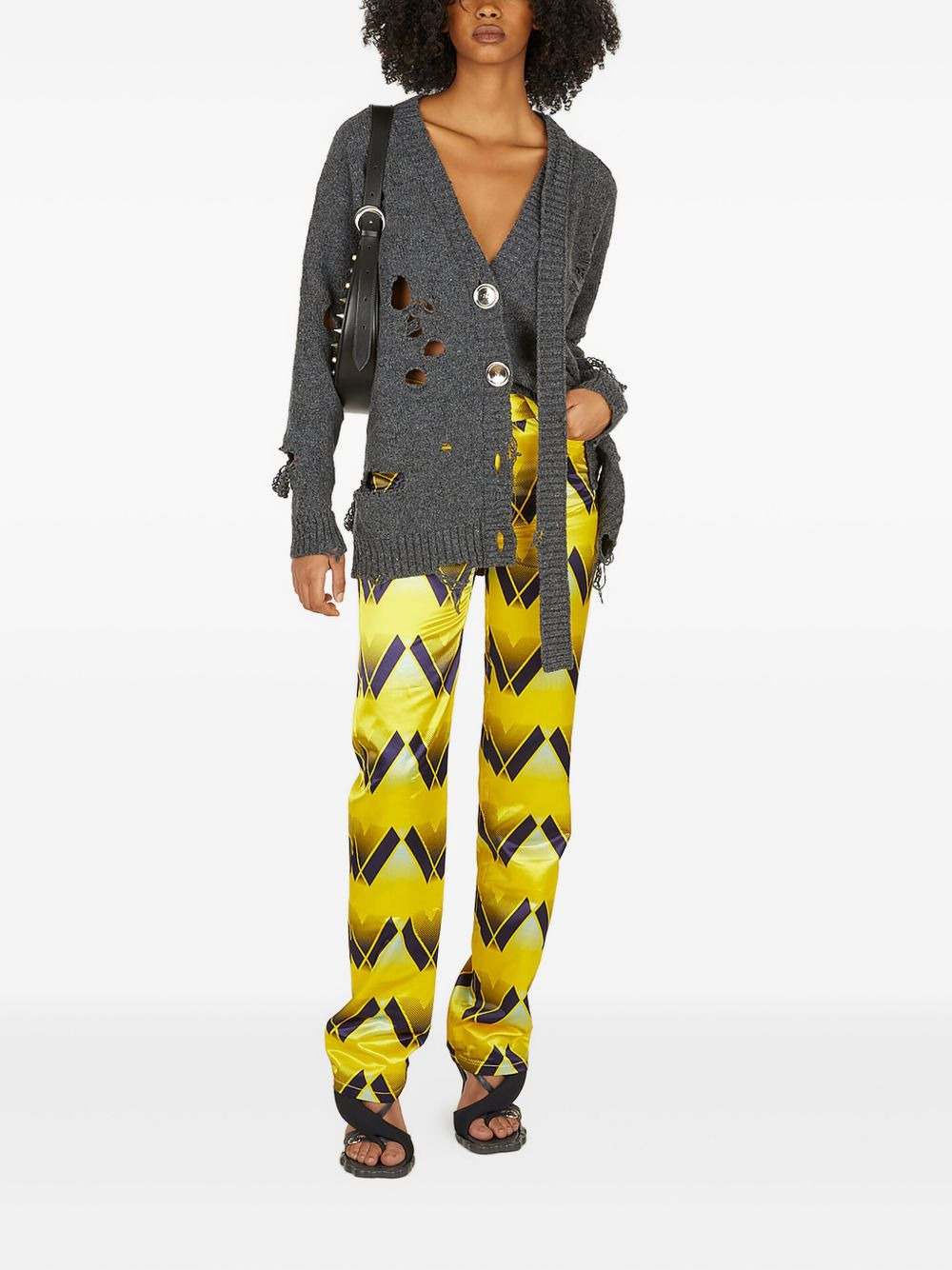 graphic-print satin trousers - 2