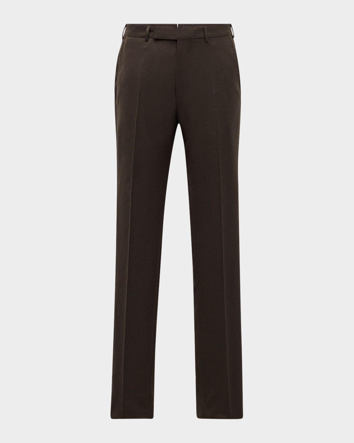 Men's Solid Pure Wool Flat-Front Pants - 1