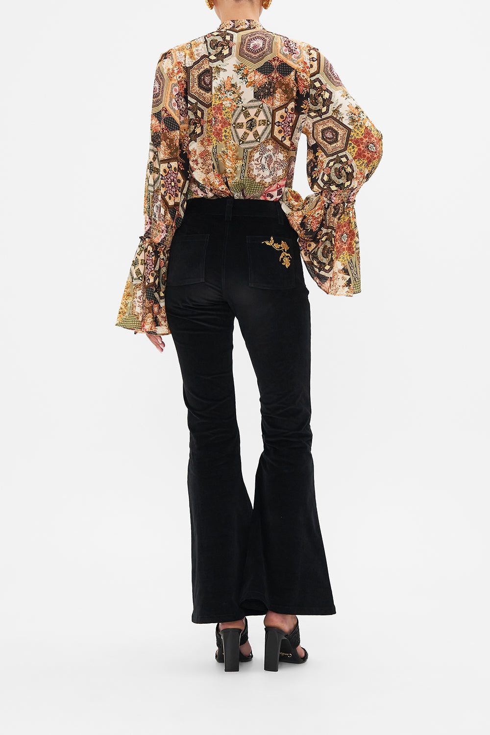 EYELET FRONT PANT - BLACK - 3