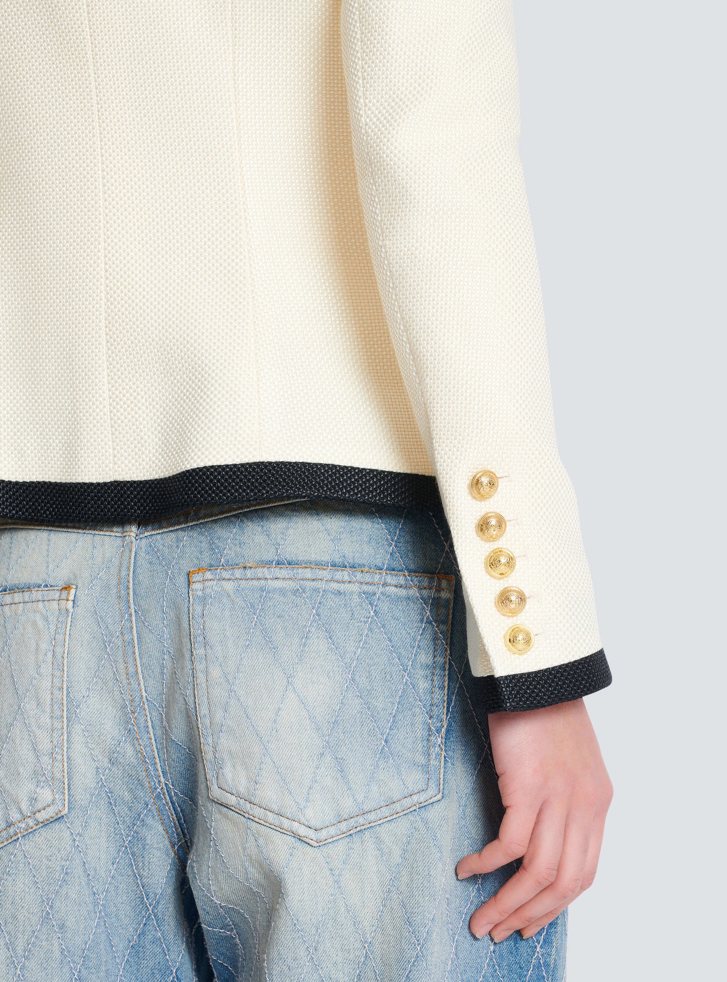 Fitted two-tone basketweave jacket - 6