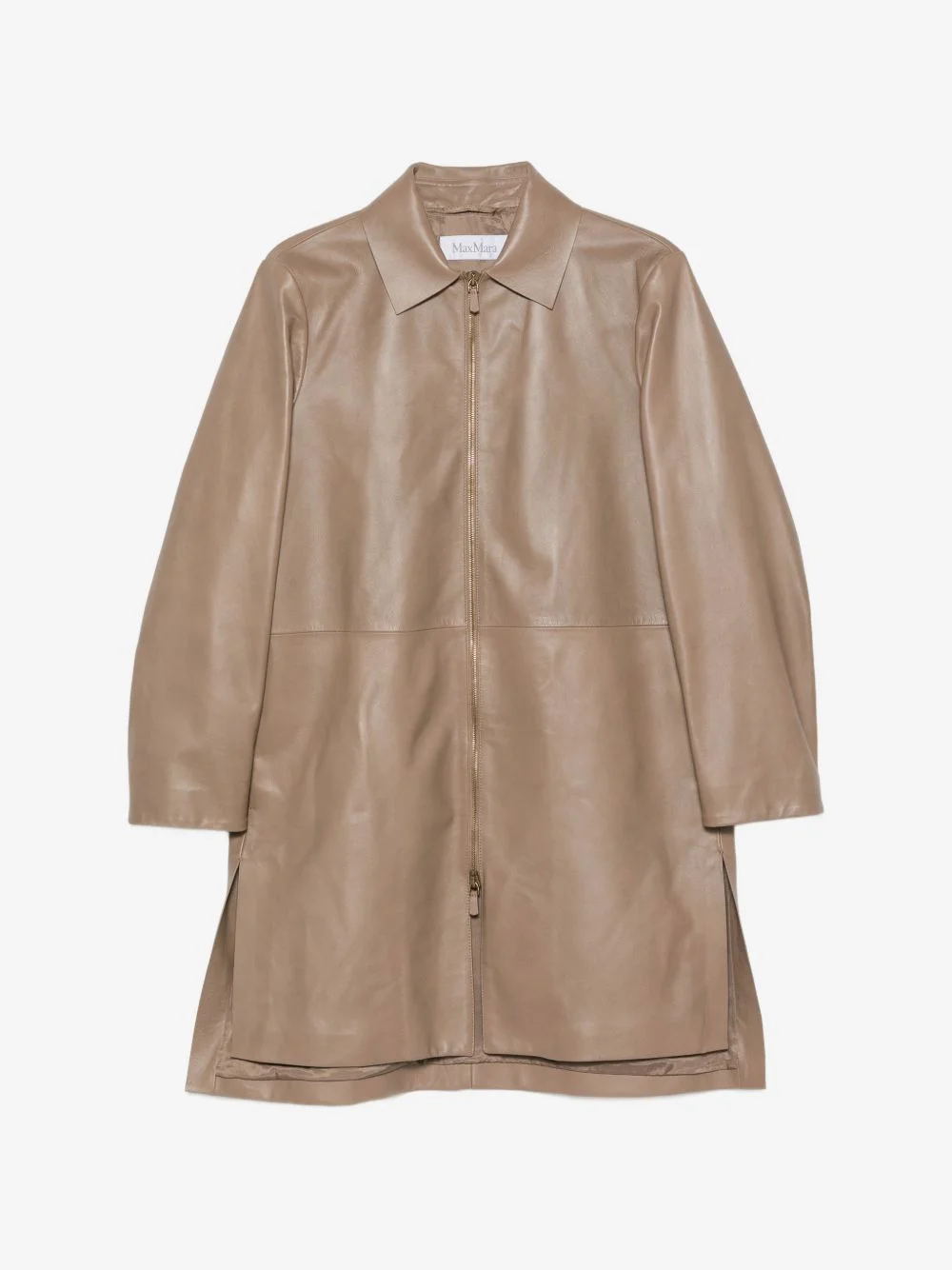 leather zip-up coat - 1