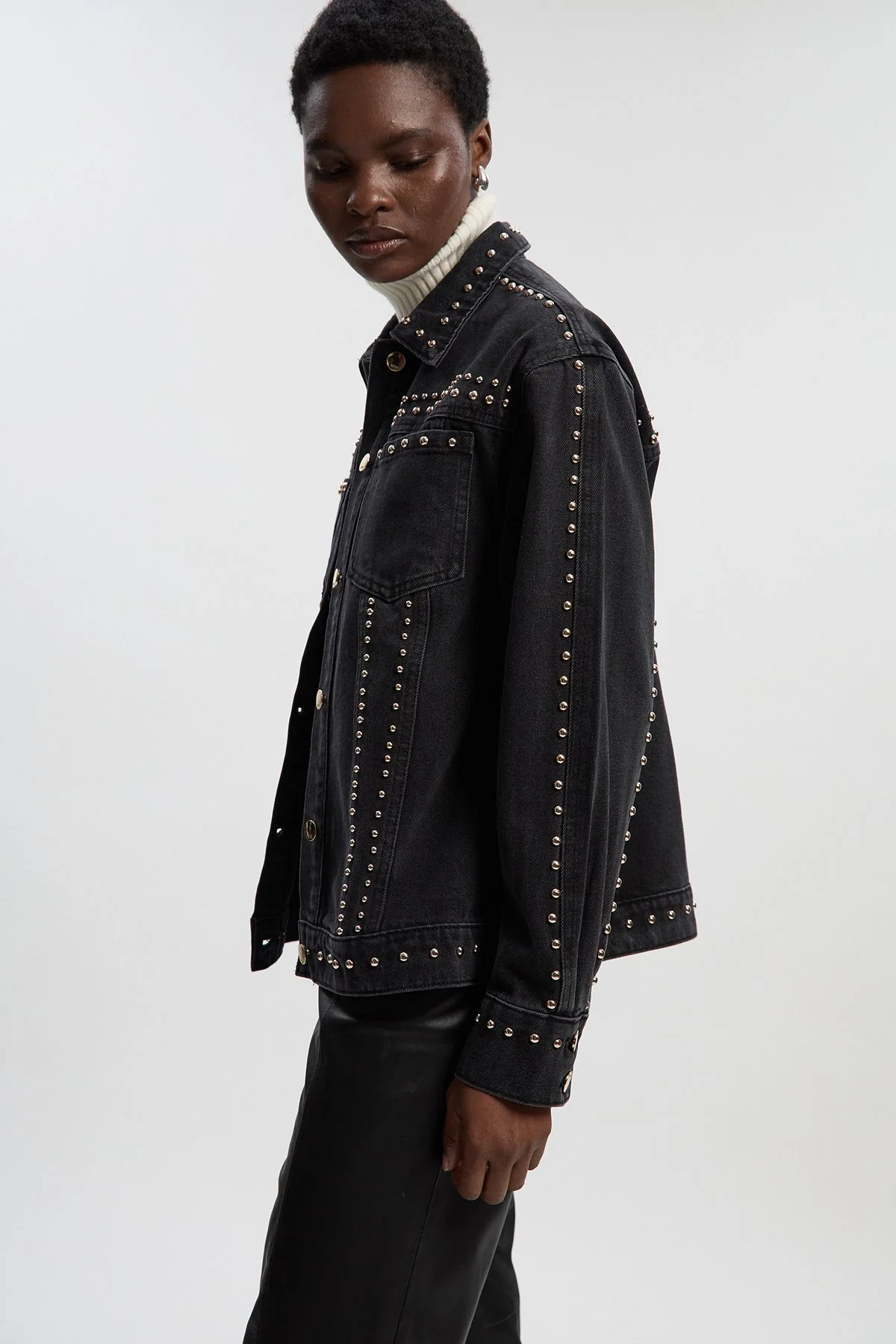 Denim Studded Jacket - 1