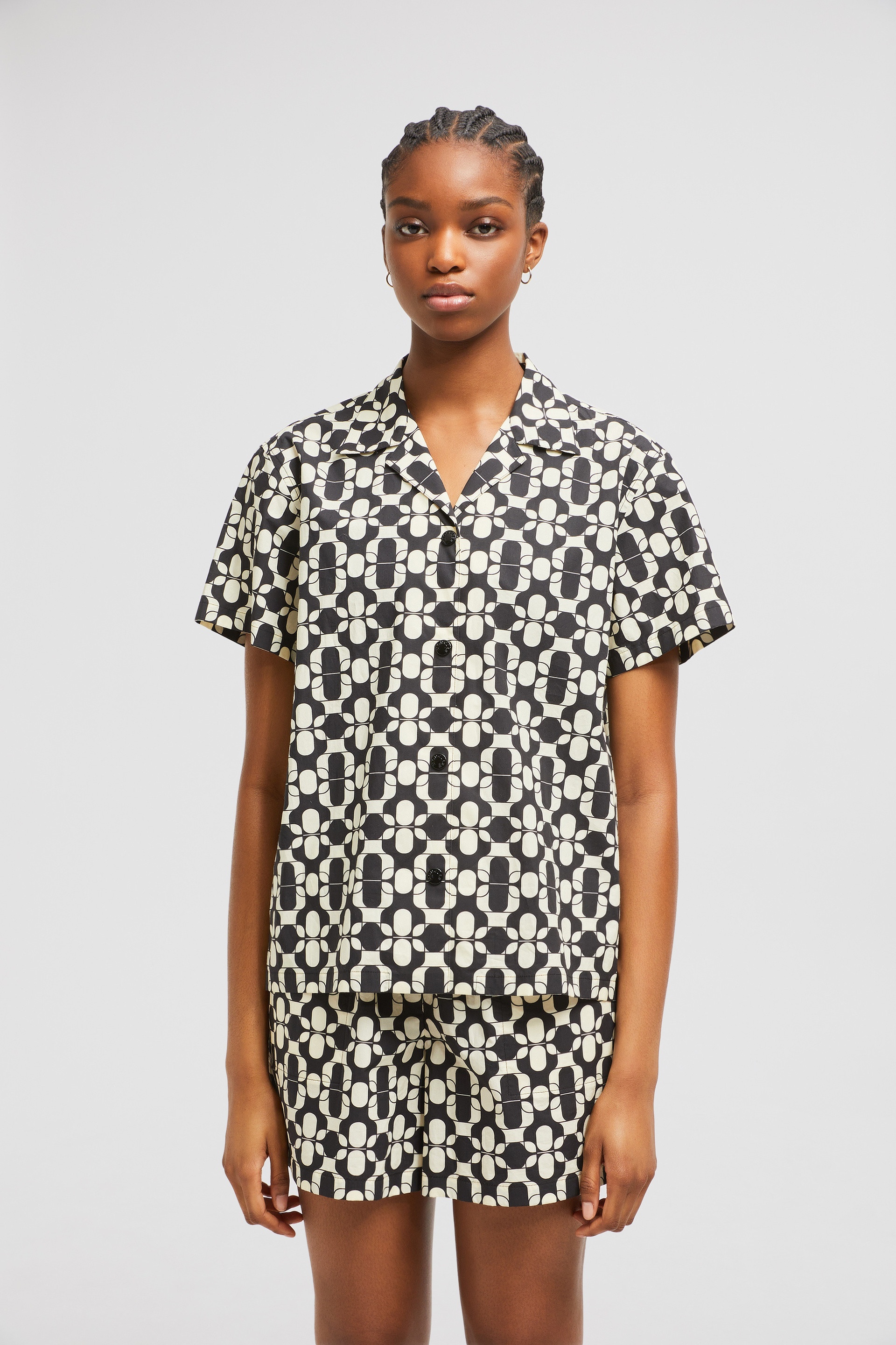 Geometric Print Cotton Short Sleeve Shirt - 3