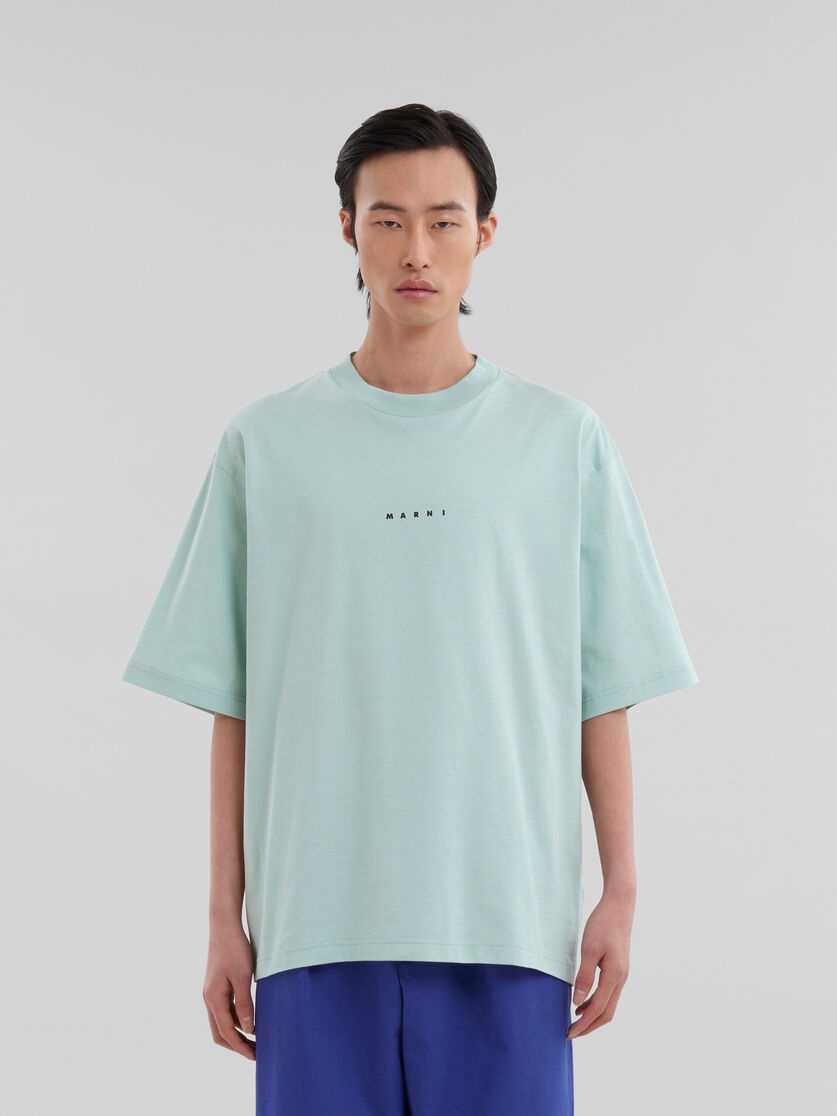 GREEN ORGANIC COTTON T-SHIRT WITH MINI MARNI LOGO - 2