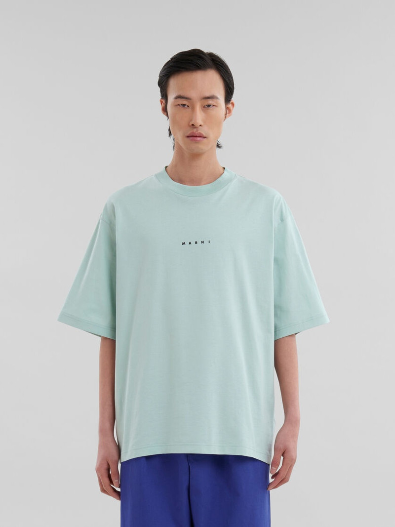 Marni GREEN ORGANIC COTTON T-SHIRT WITH MINI MARNI LOGO outlook