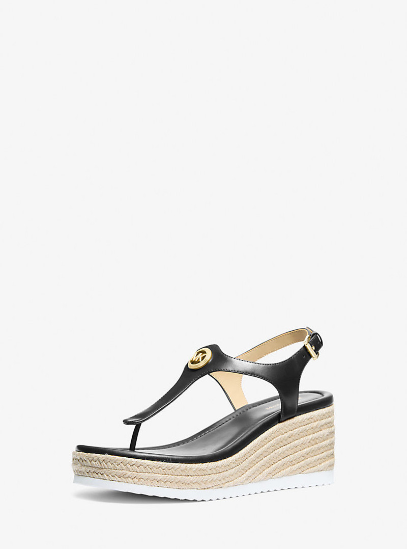MICHAEL KORS Val Leather Thong Wedge Sandal outlook