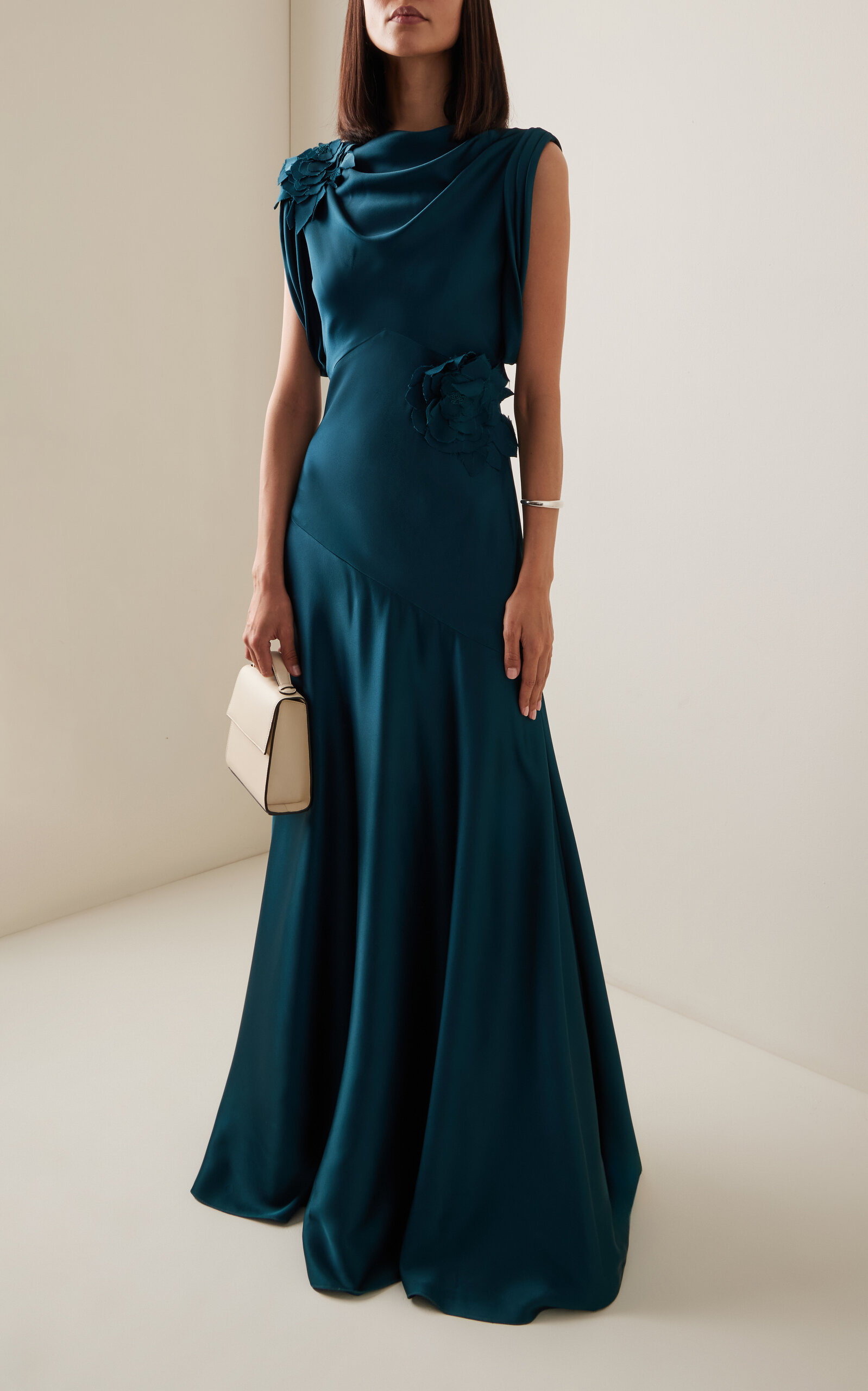 Embellished Satin Gown turquoise - 3