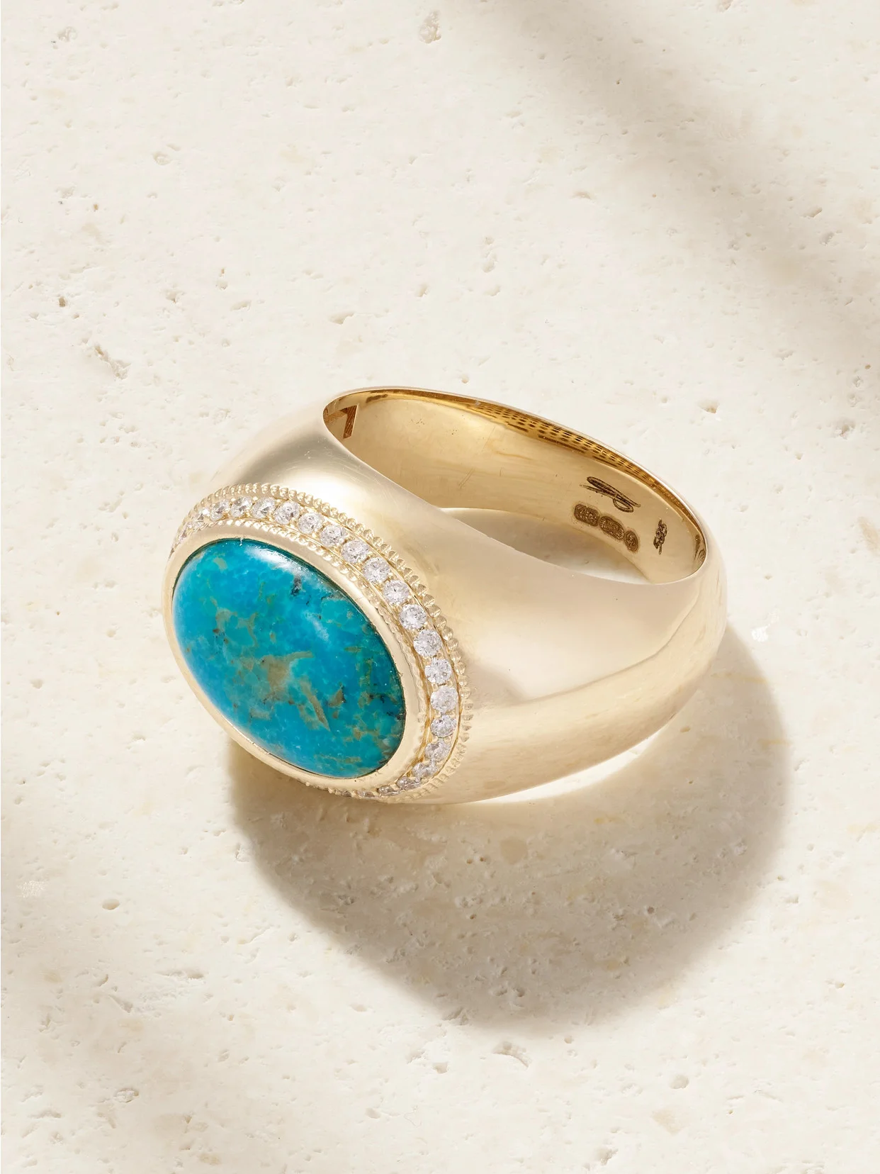 14-karat Gold, Turquoise And Diamond Ring - 1